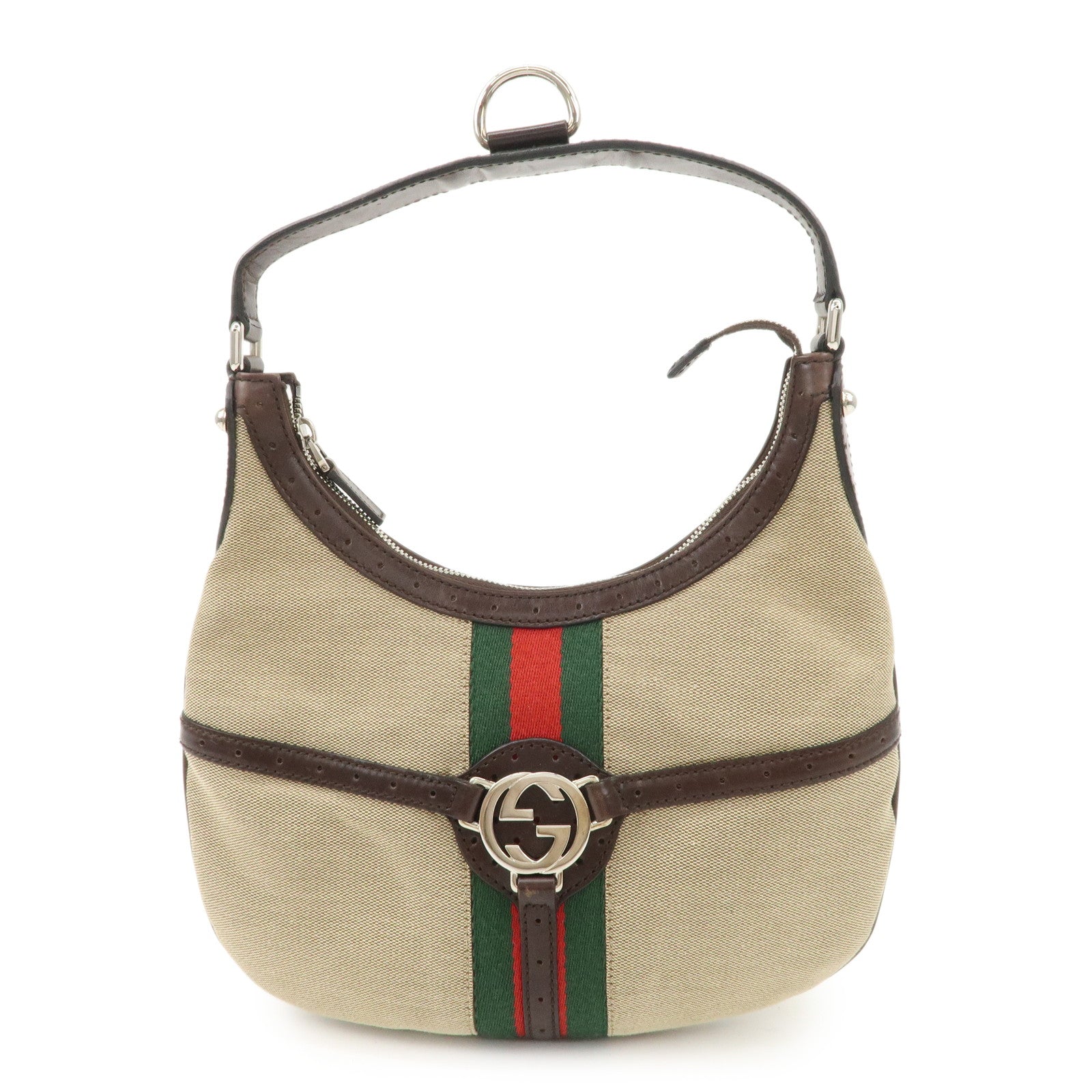 GUCCI-Interlocking-G-Sherry-Canvas-Leather-Shoulder-Bag-114869