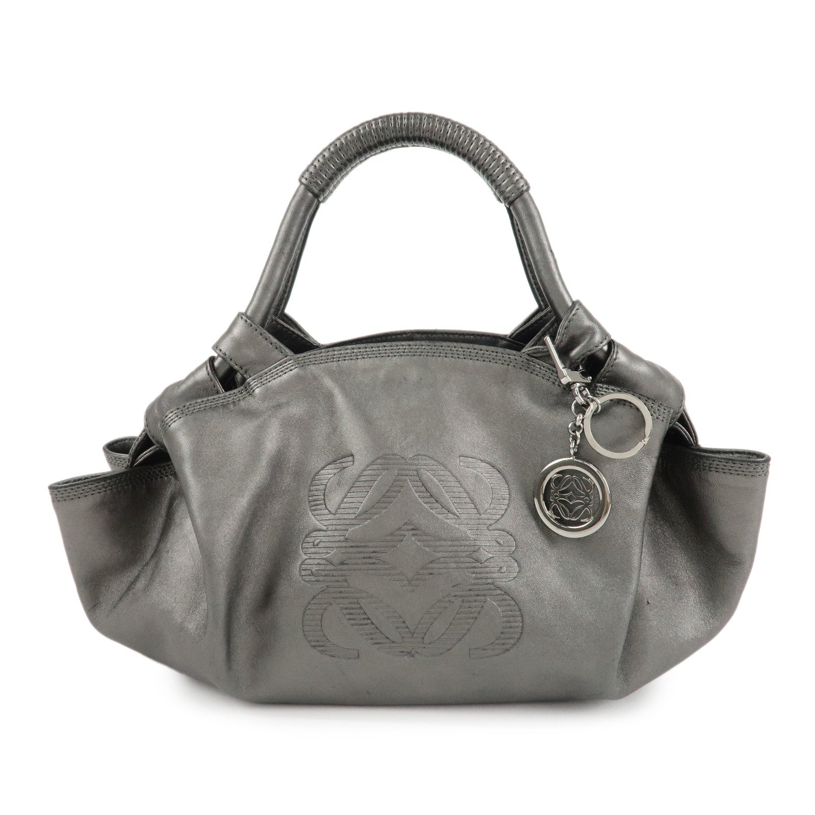 LOEWE-Anagram-Leather-Nappa-Aire-w/Silver-Charm-Silver-Khaki