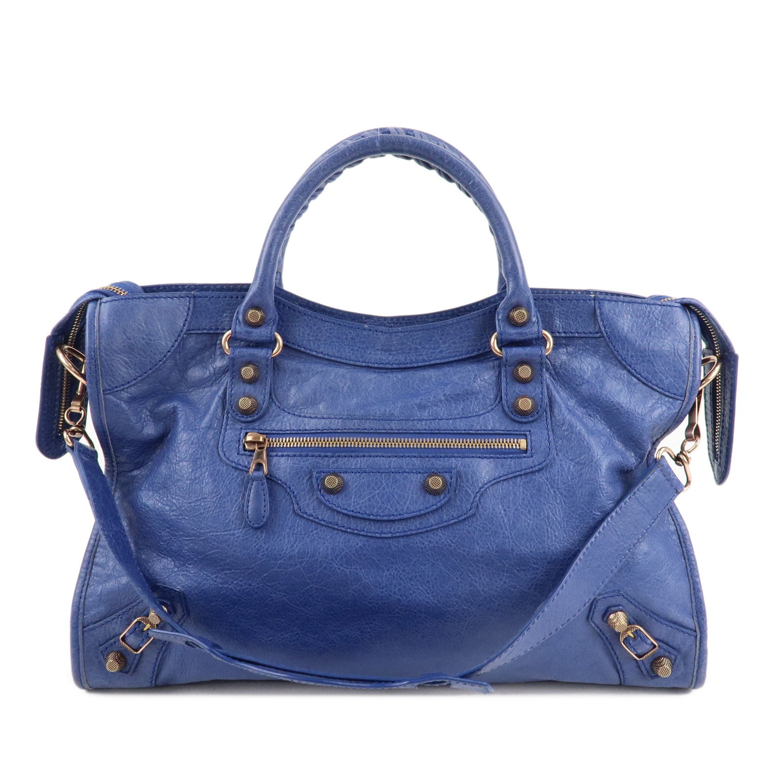 BALENCIAGA-The-Giant-City-Leather-2Way-Hand-Bag-Blue-281770