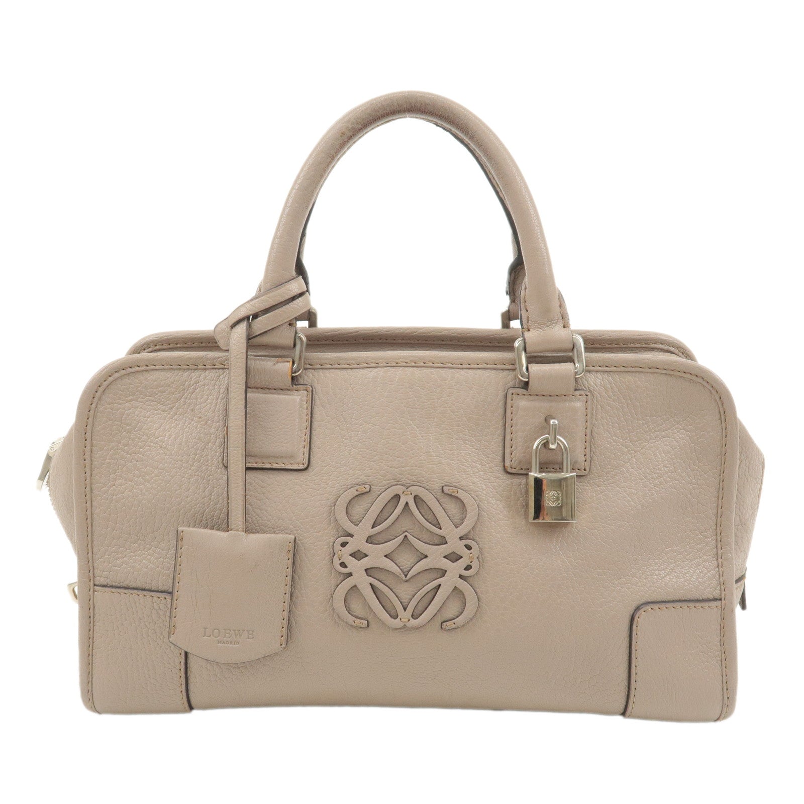 LOEWE Leather Amazona 28 Early Model Hand Bag Greige