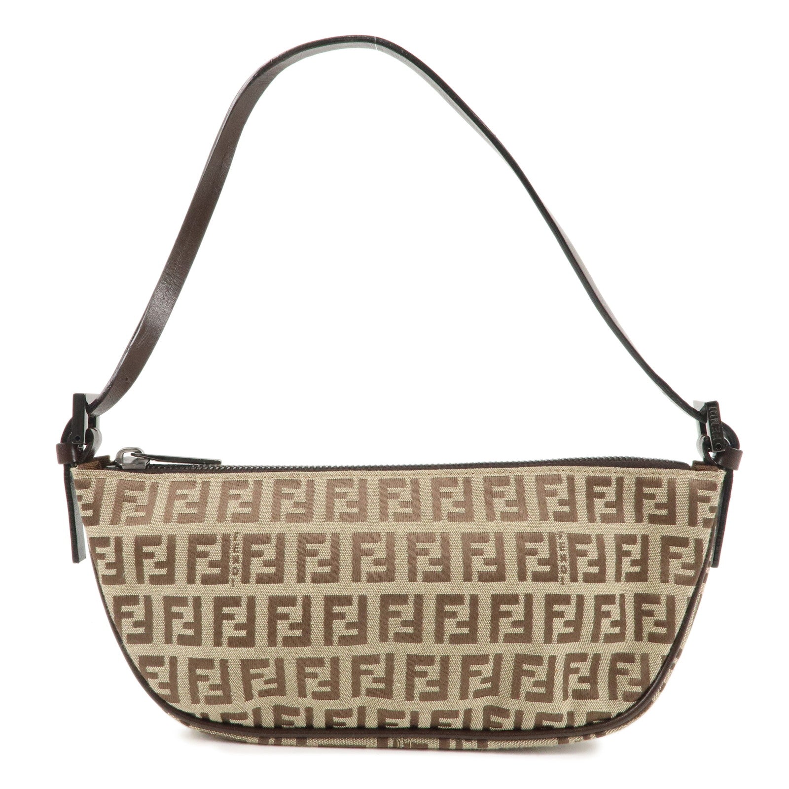 FENDI-Zucchino-Canvas-Leather-Shoulder-Bag-Brown-Beige-8BR133