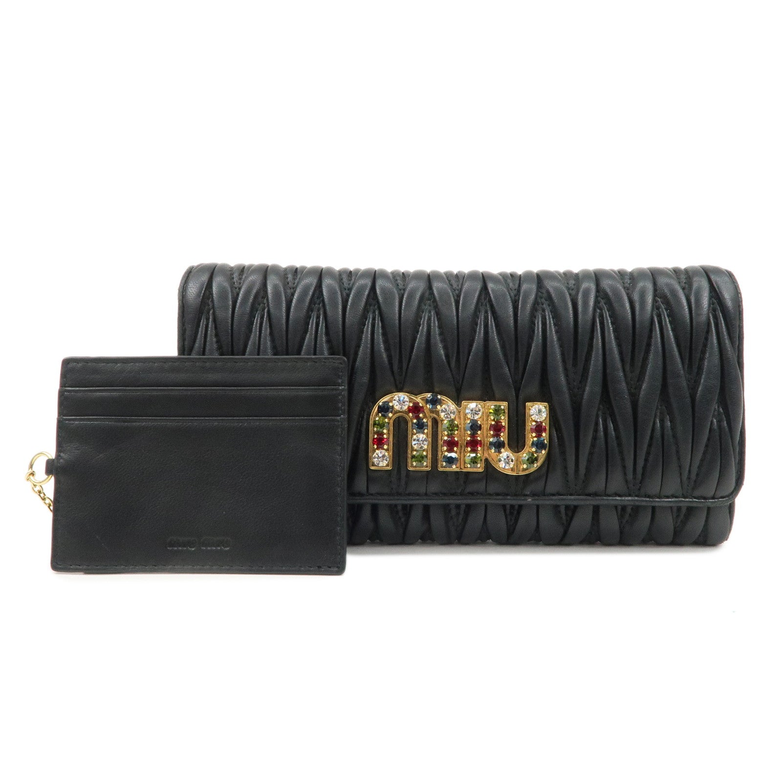 MIU-MIU-Matelasse-Nappa-Crystal-Leather-Hook-Long-Wallet-5MH109