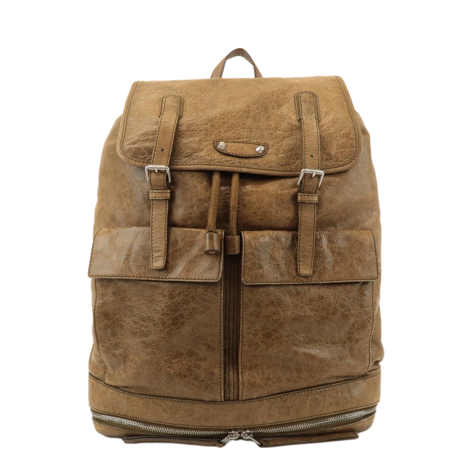 BALENCIAGA-Leather-Classic-Traveler-Back-Pack-Brown-298114