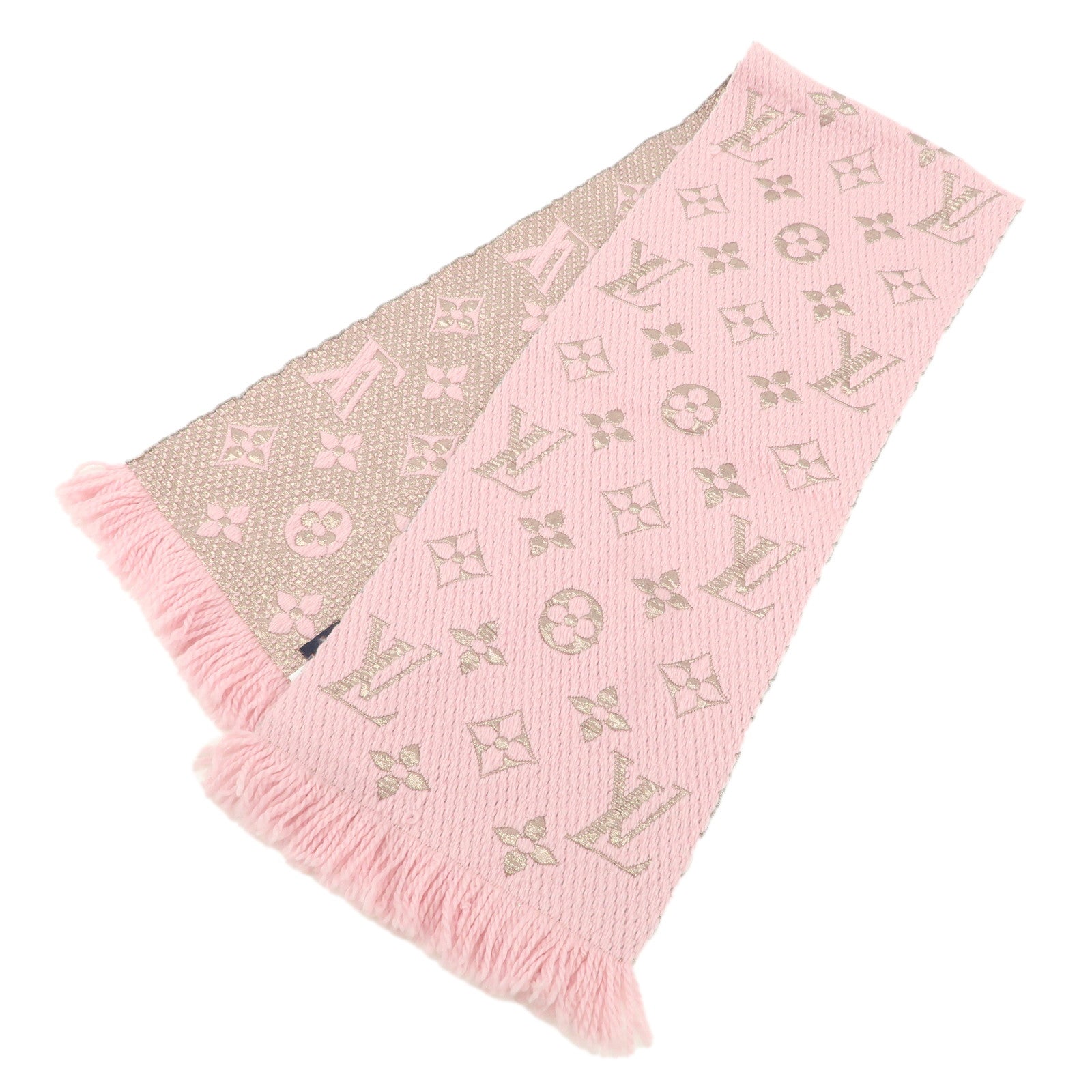 Louis-Vuitton-Echarpe-Logo-Mania-Shine-Knit-Scarf-Pink-M70466