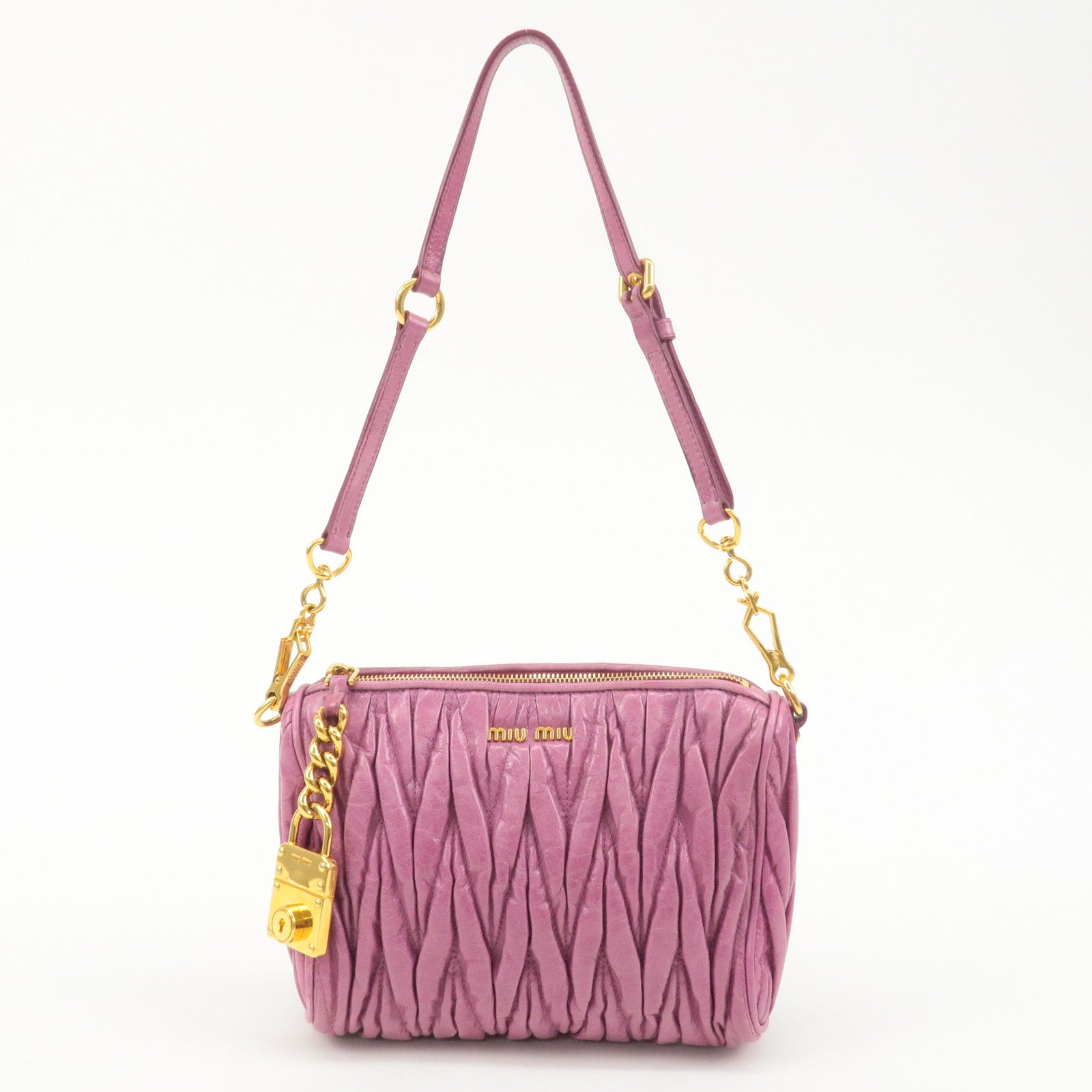 MIU-MIU-Matelasse-Leather-Shoulder-Bag-Pink