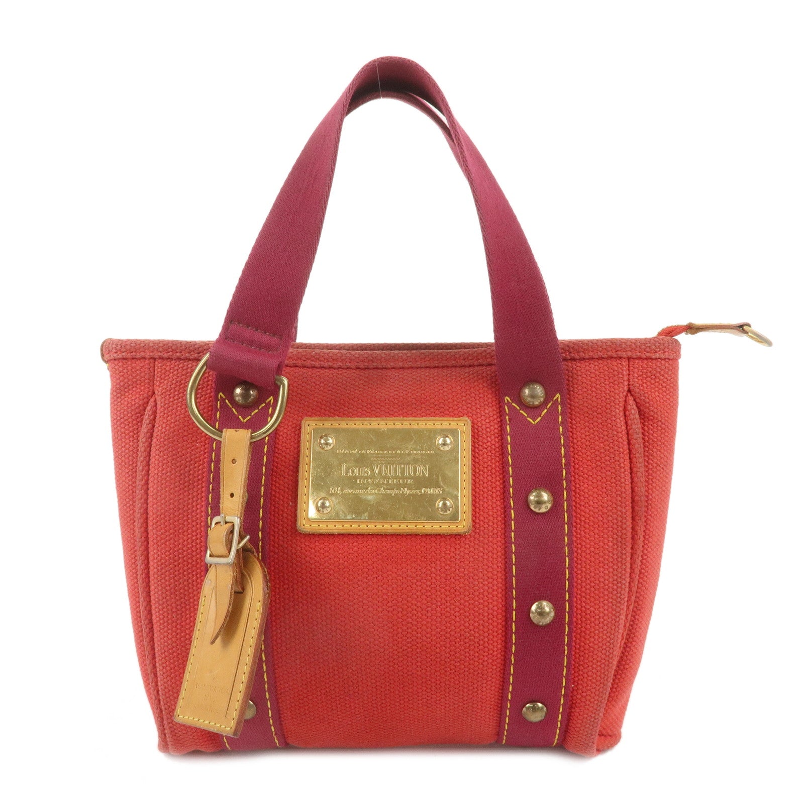 Louis-Vuitton-Antigua-Cabas-PM-Tote-Bag-Hand-Bag-Beige-Red-M40038