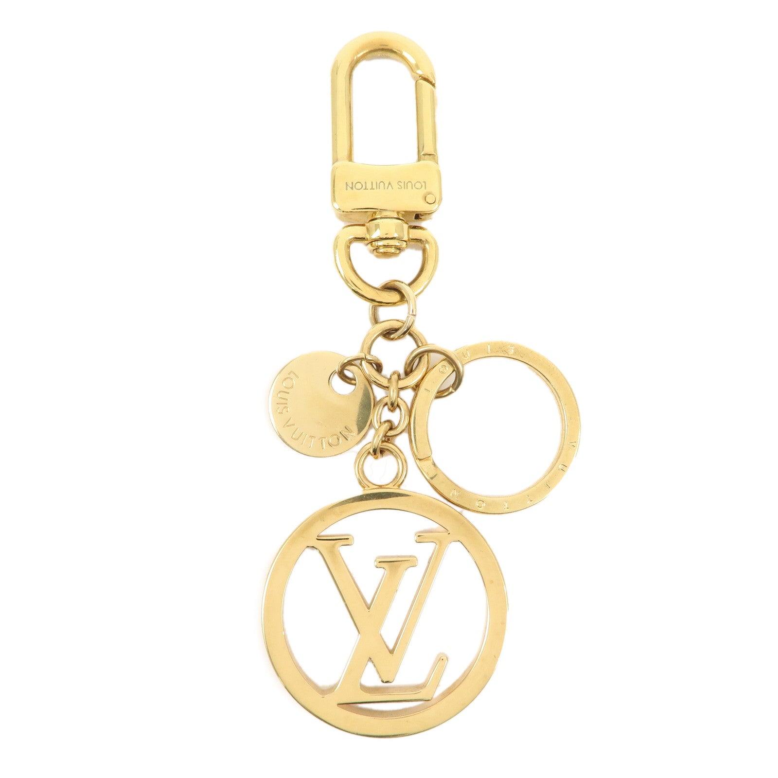 Louis-Vuitton-LV-Circle-Key-Chain-Bag-Charm-Gold-M68000