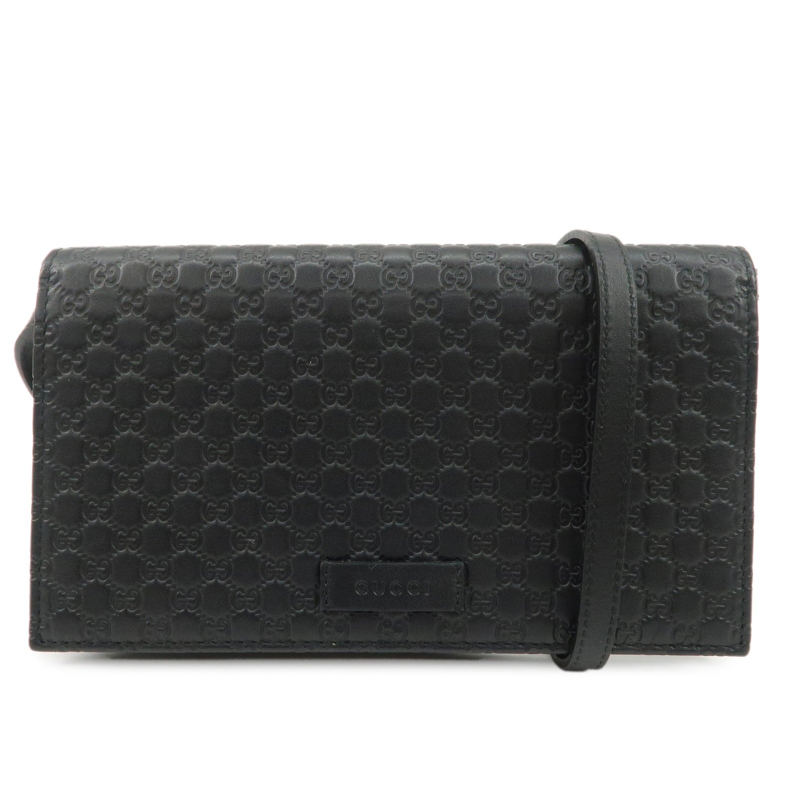 GUCCI-Guccissima-Leather-Shoulder-Bag-Wallet-Black-466507