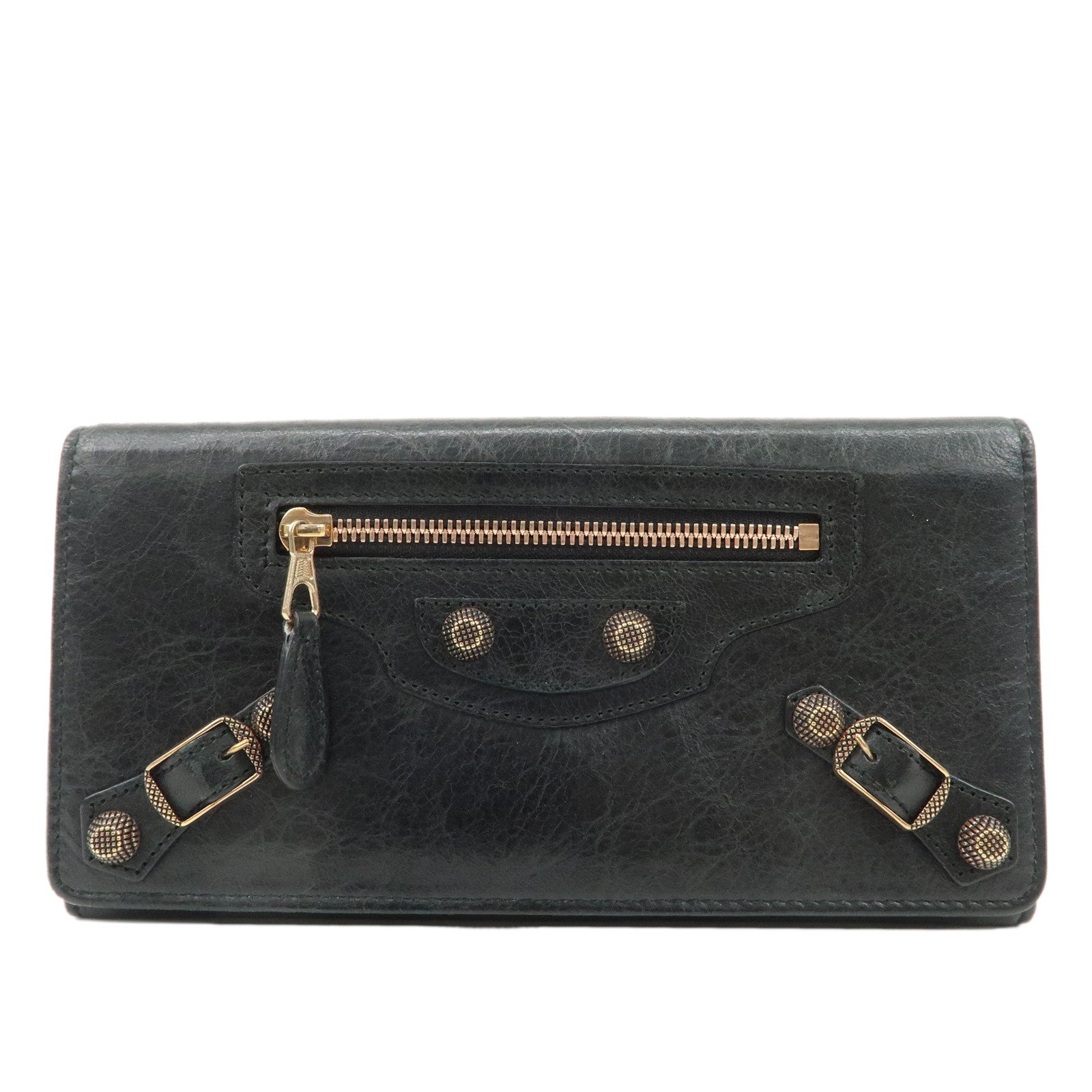 BALENCIAGA-Giant-Money-Leather-Bi-fold-Long-Wallet-233599-Black