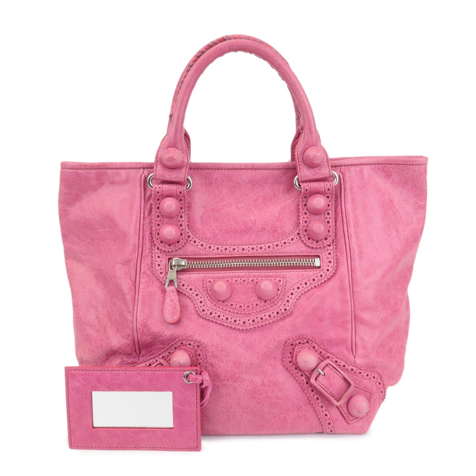 BALENCIAGA-The-Giant-Sunday-Leather-Shoulder-Bag-Pink-235222