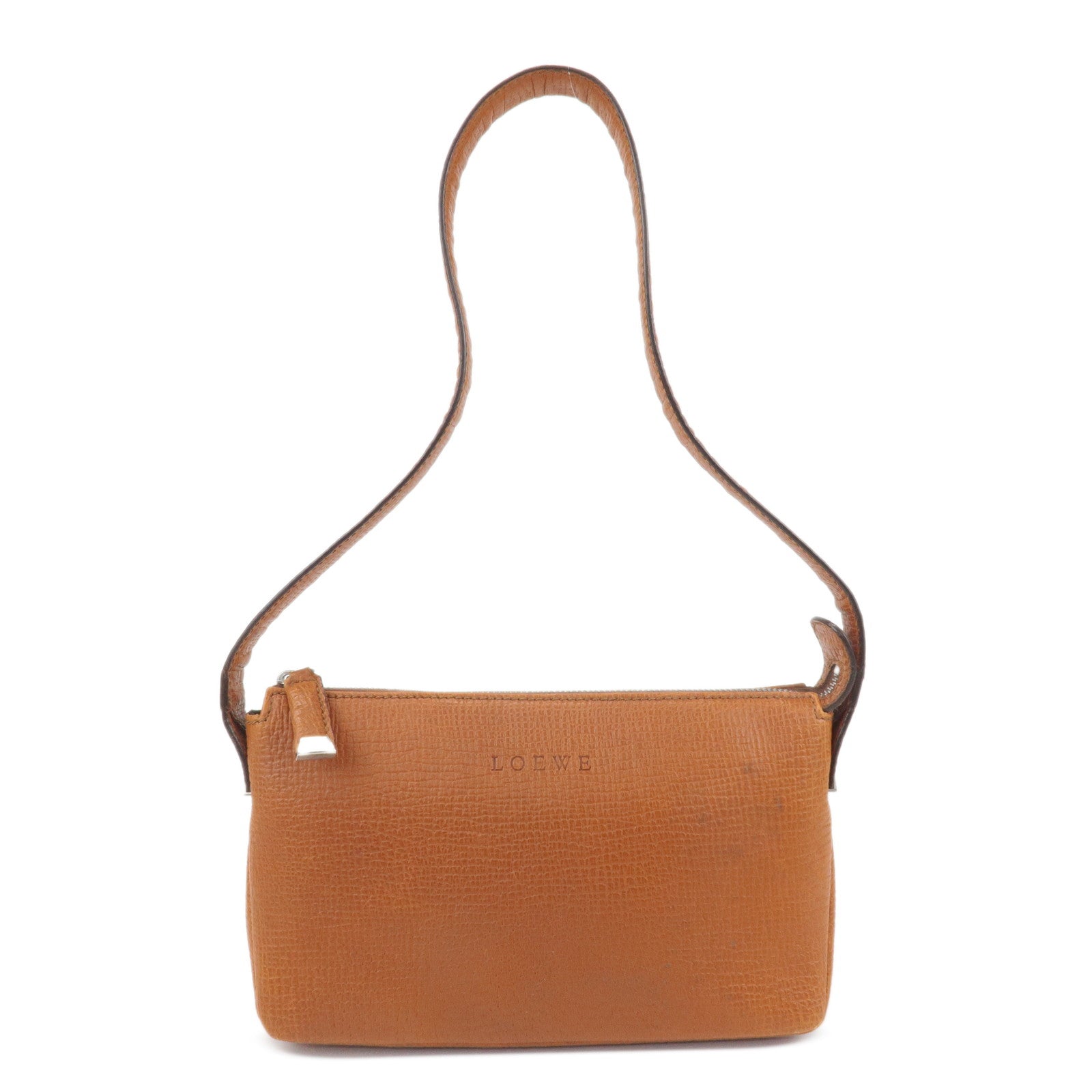 LOEWE-Logo-Leather-Shoulder-Bag-Brown