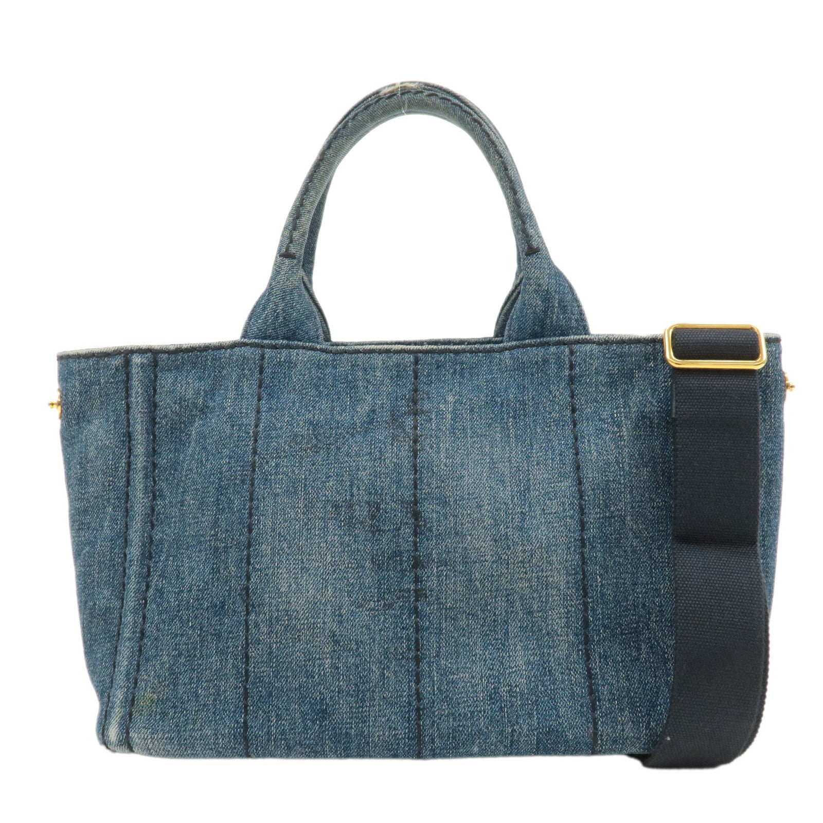 PRADA Logo Canapa Canvas 2Way Shoulder Bag Hand Bag Denim