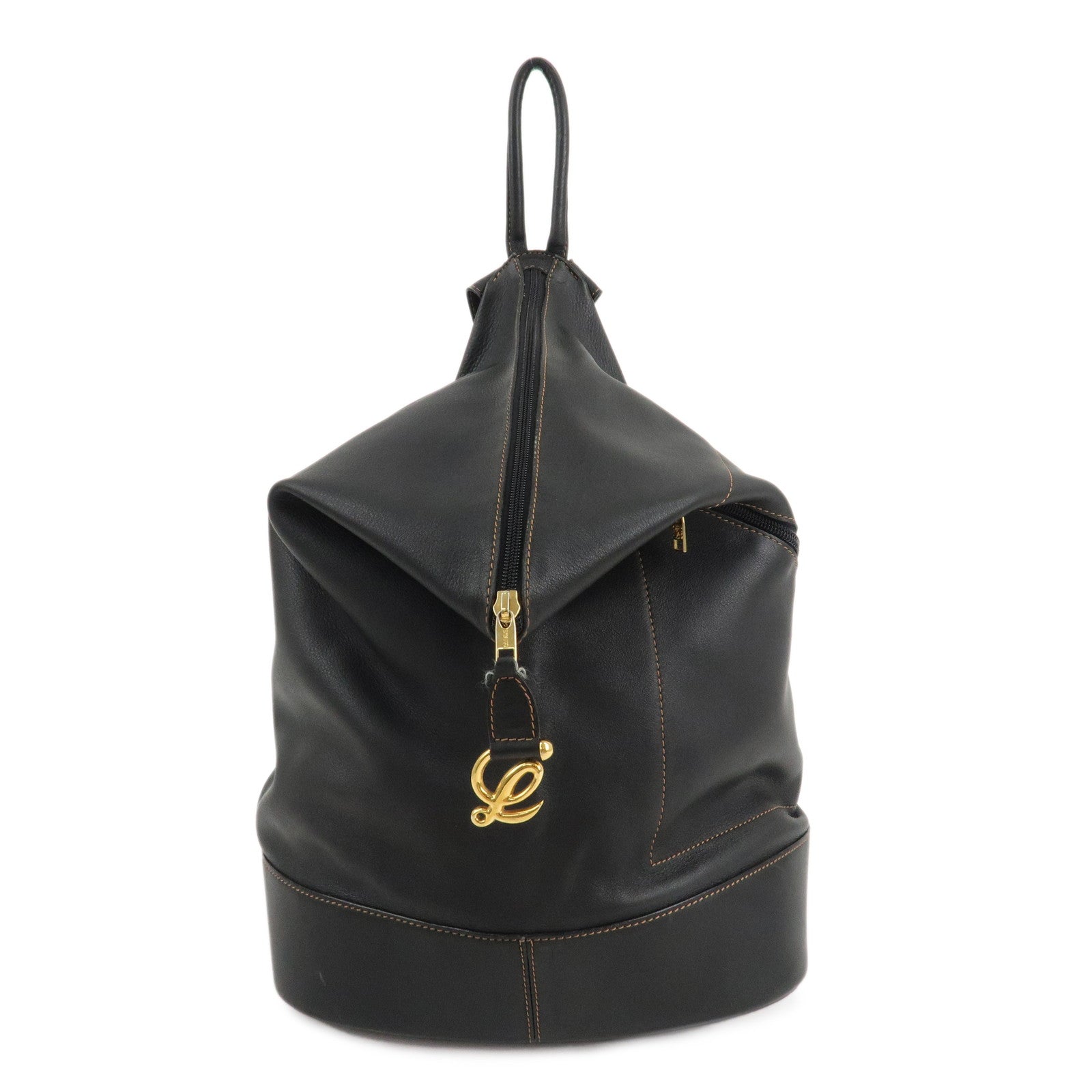 LOEWE-Leather-Anton-Backpack-Rucksack-Bag-Shoulder-Bag-Black