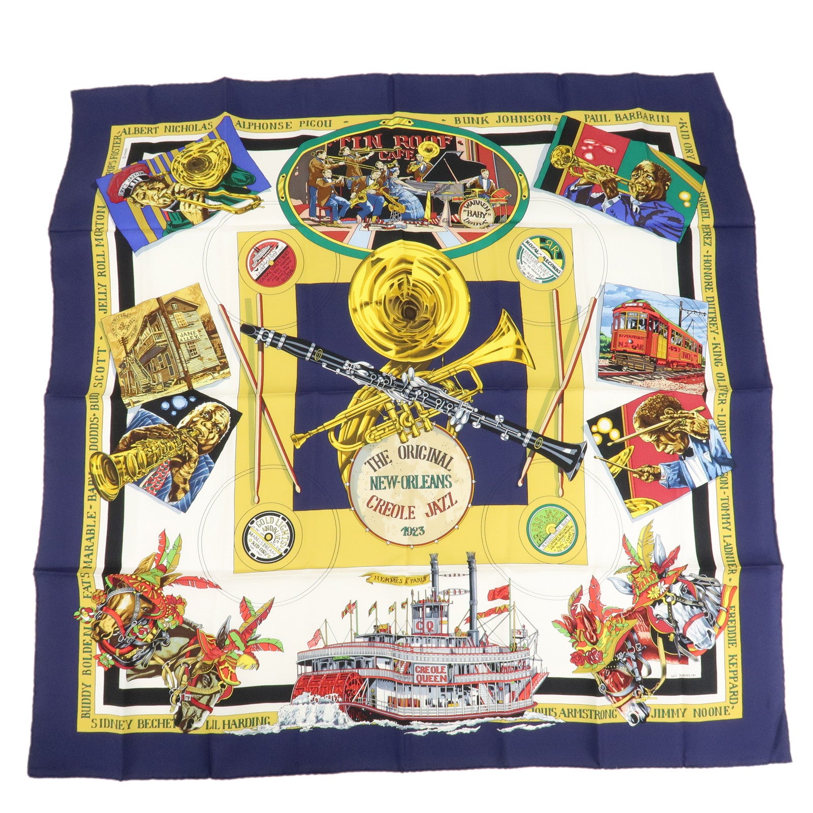 HERMES-Carre90-Silk100%-Scarf-THE-ORIGINAL-NEW-ORLEANS-CREOLE-JAZZ