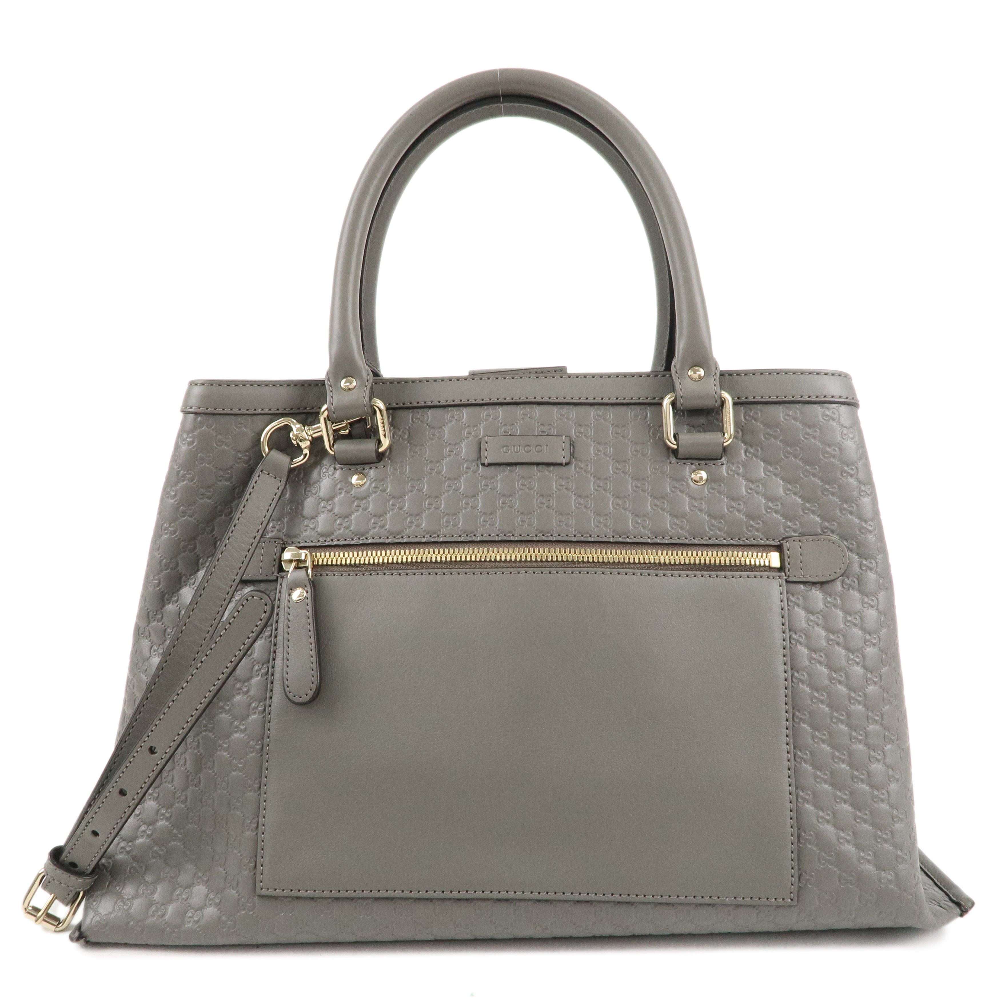 GUCCI Micro Guccissima Leather 2Way Shoulder Tote Bag Gray 510291