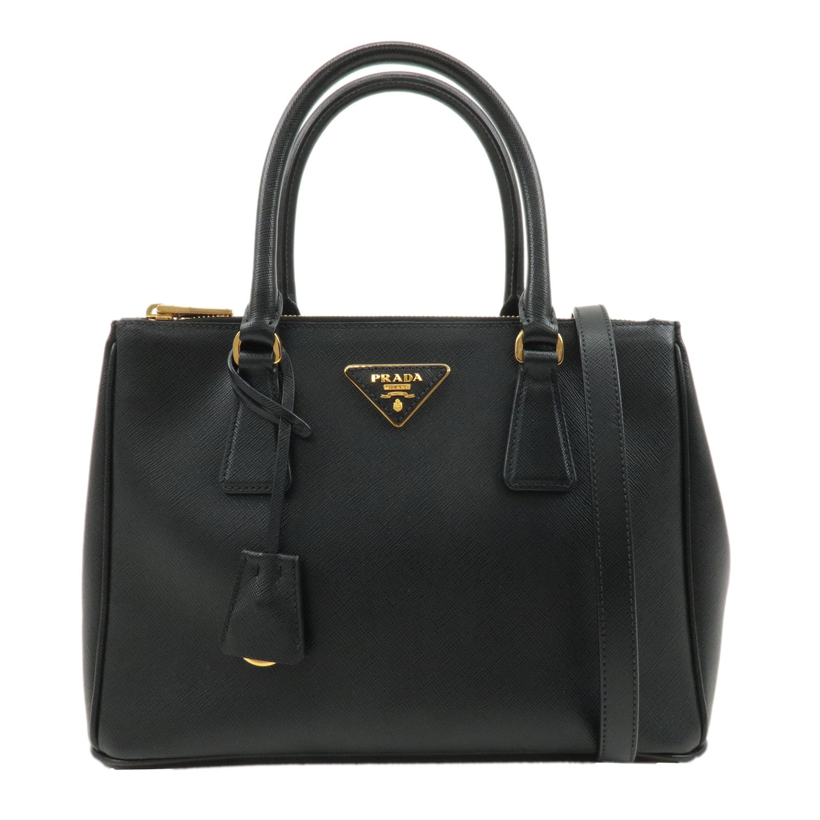 PRADA-Saffiano-Leather-Galleria-Medium-2WAY-Bag-Black