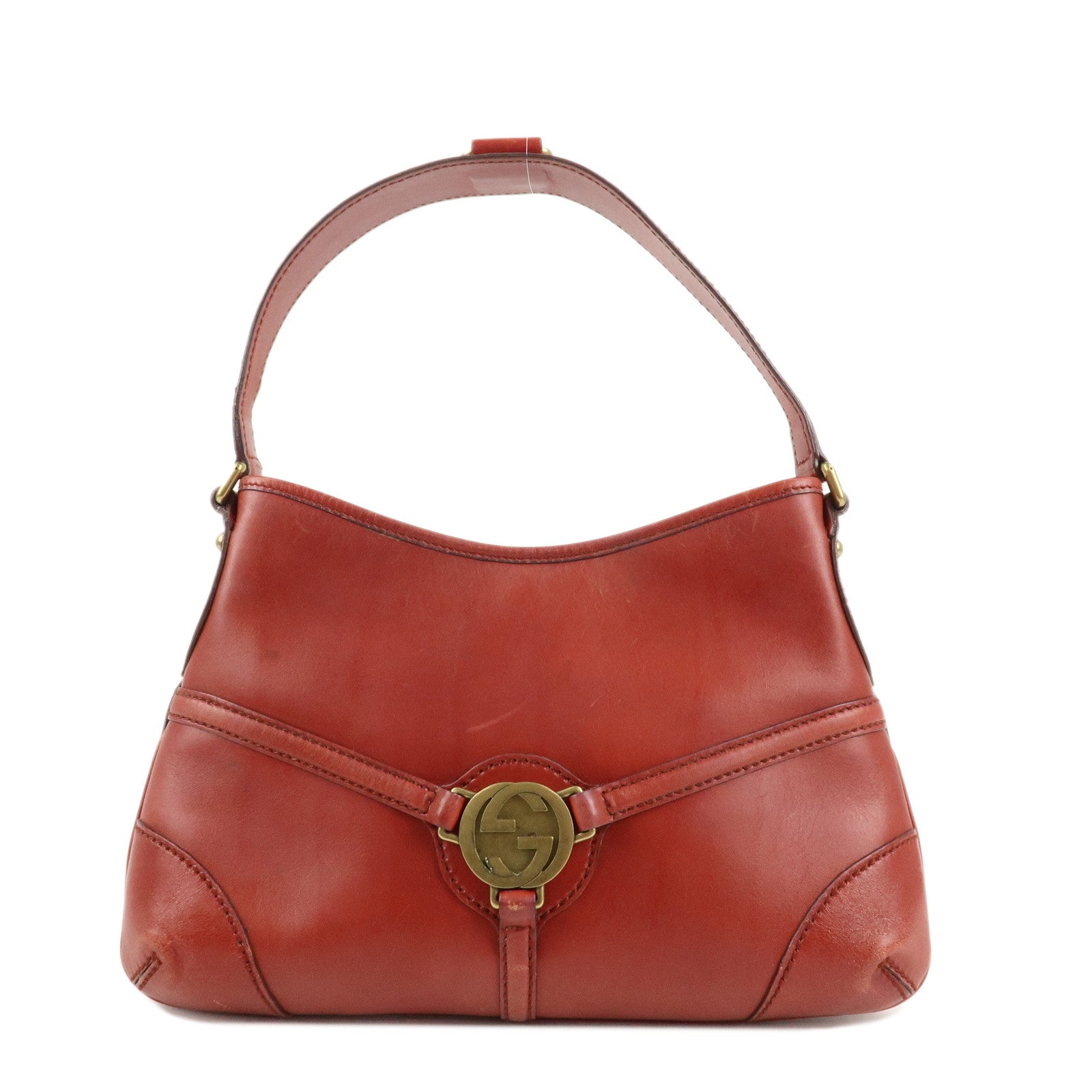 GUCCI-Interlocking-G-Leather-One-Shoulder-Bag-Red-114877