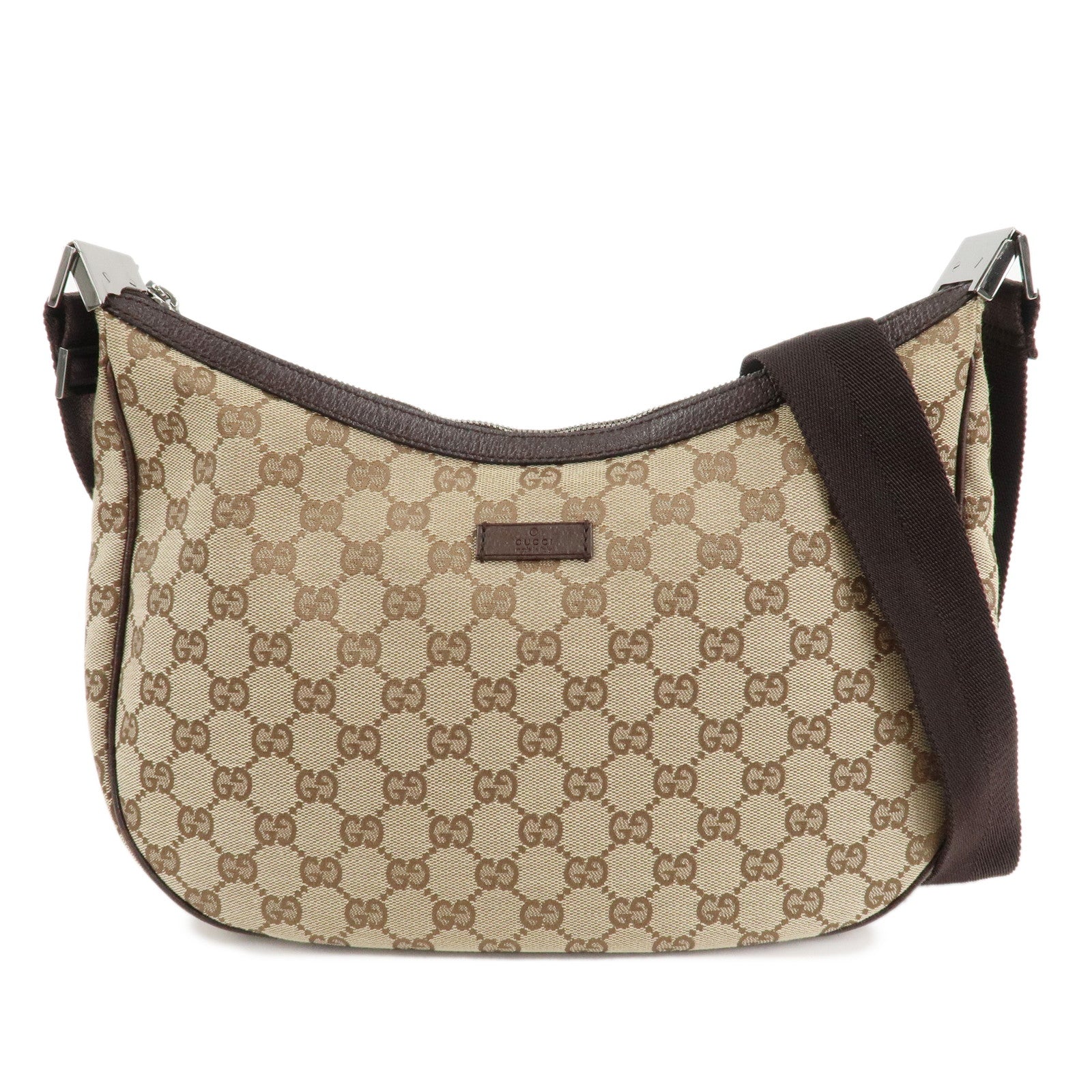 GUCCI-GG-Canvas-Leather-Shoulder-Bag-Beige-Brown-122790