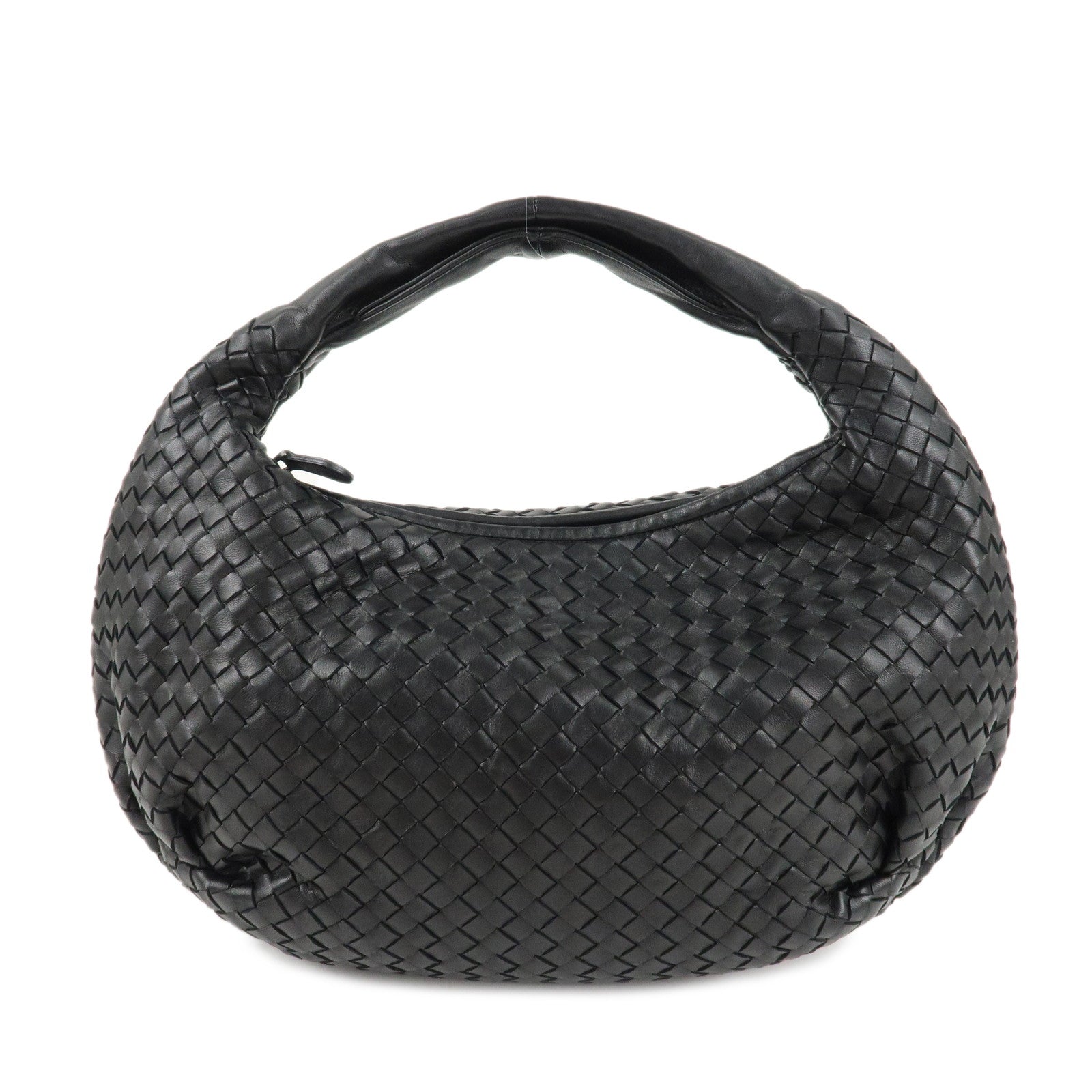 BOTTEGA-VENETA-Hobo-Intrecciato-Leather-Shoulder-Bag-Black-232499