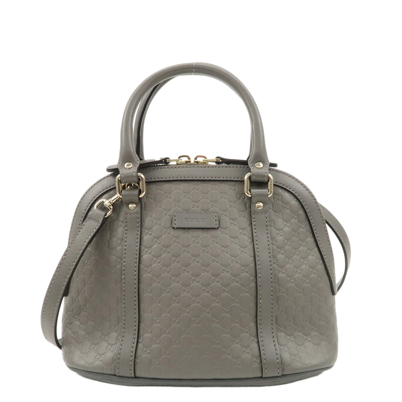 GUCCI-Micro-Guccissima-Leather-2WAY-Bag-Hand-Bag-Gray-449654