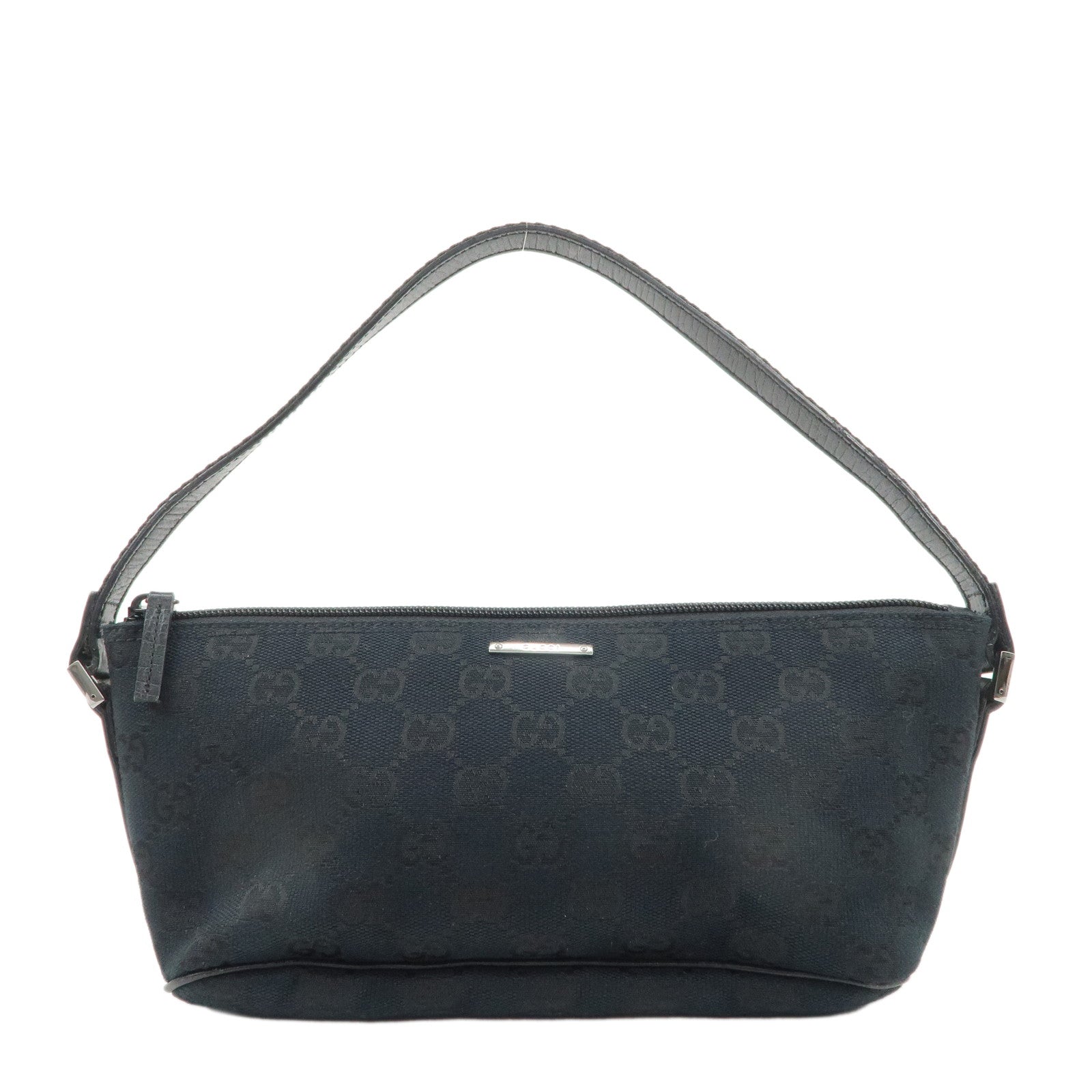 GUCCI-GG-Canvas-Leather-Hand-Bag-Shoulder-Bag-Pouch-Black-141809