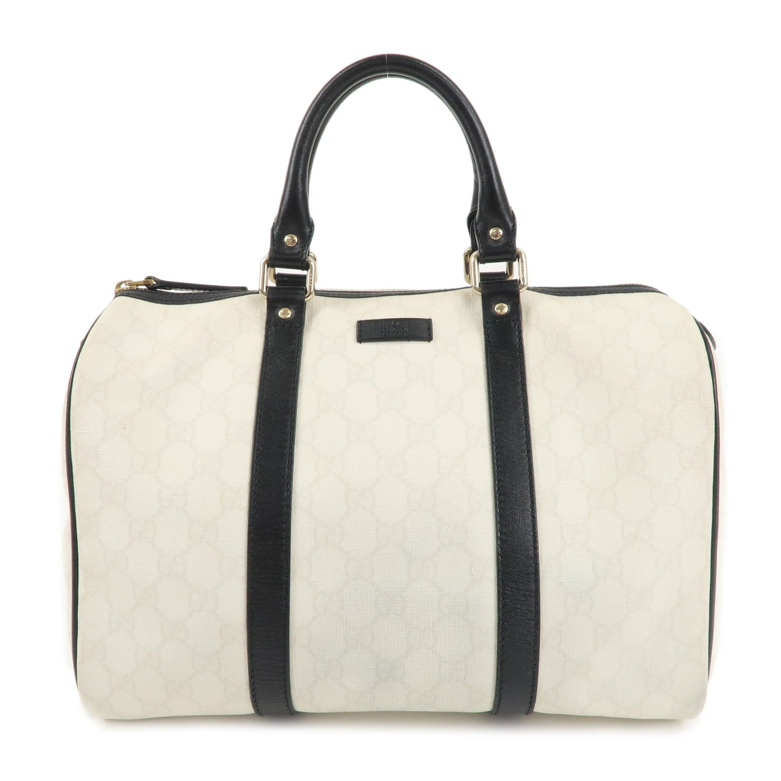 GUCCI-GG-Supreme-Leather-Boston-Bag-White-Black-193603