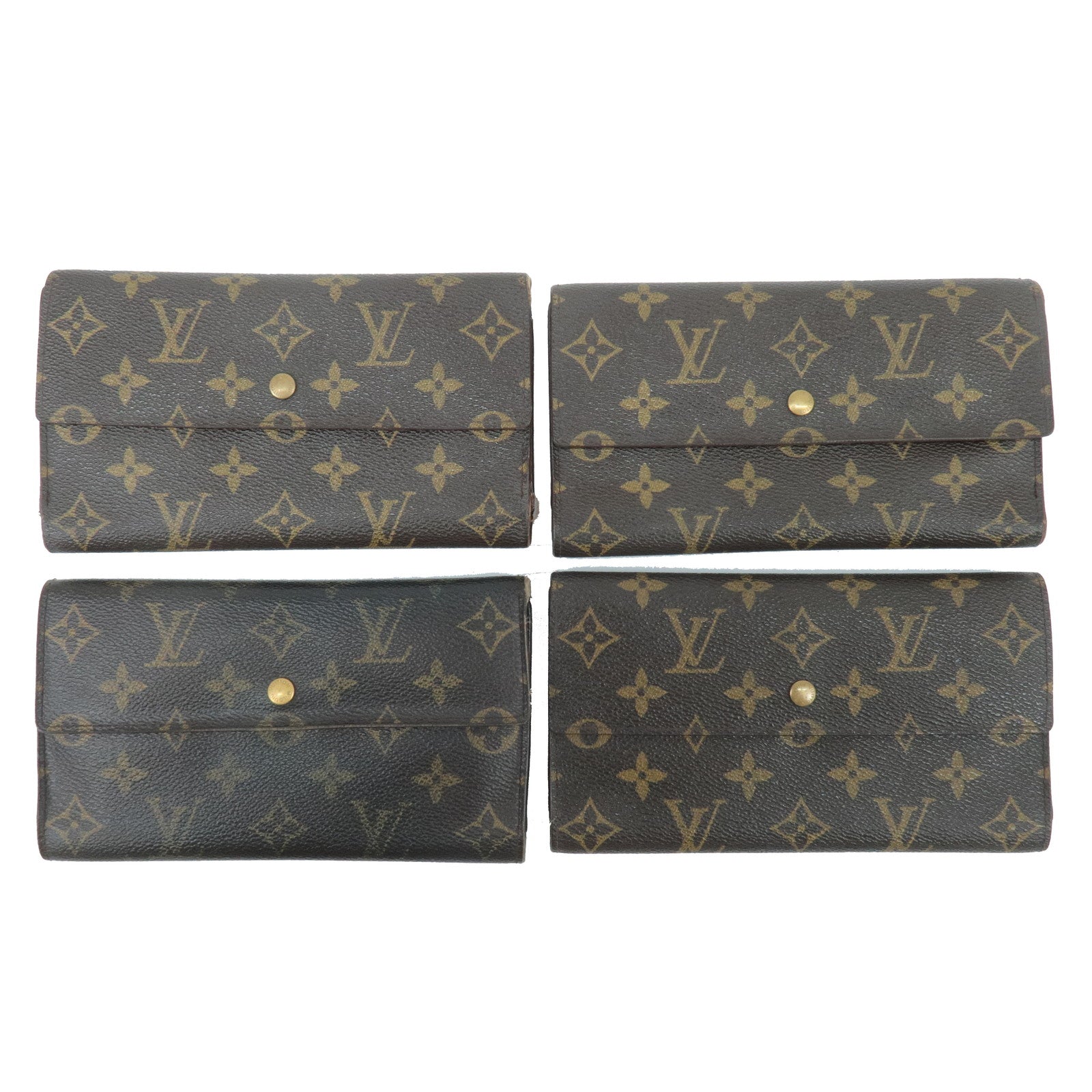 Louis-Vuitton-Set-of-4-Monogram-Portefeuille-Long-Wallet