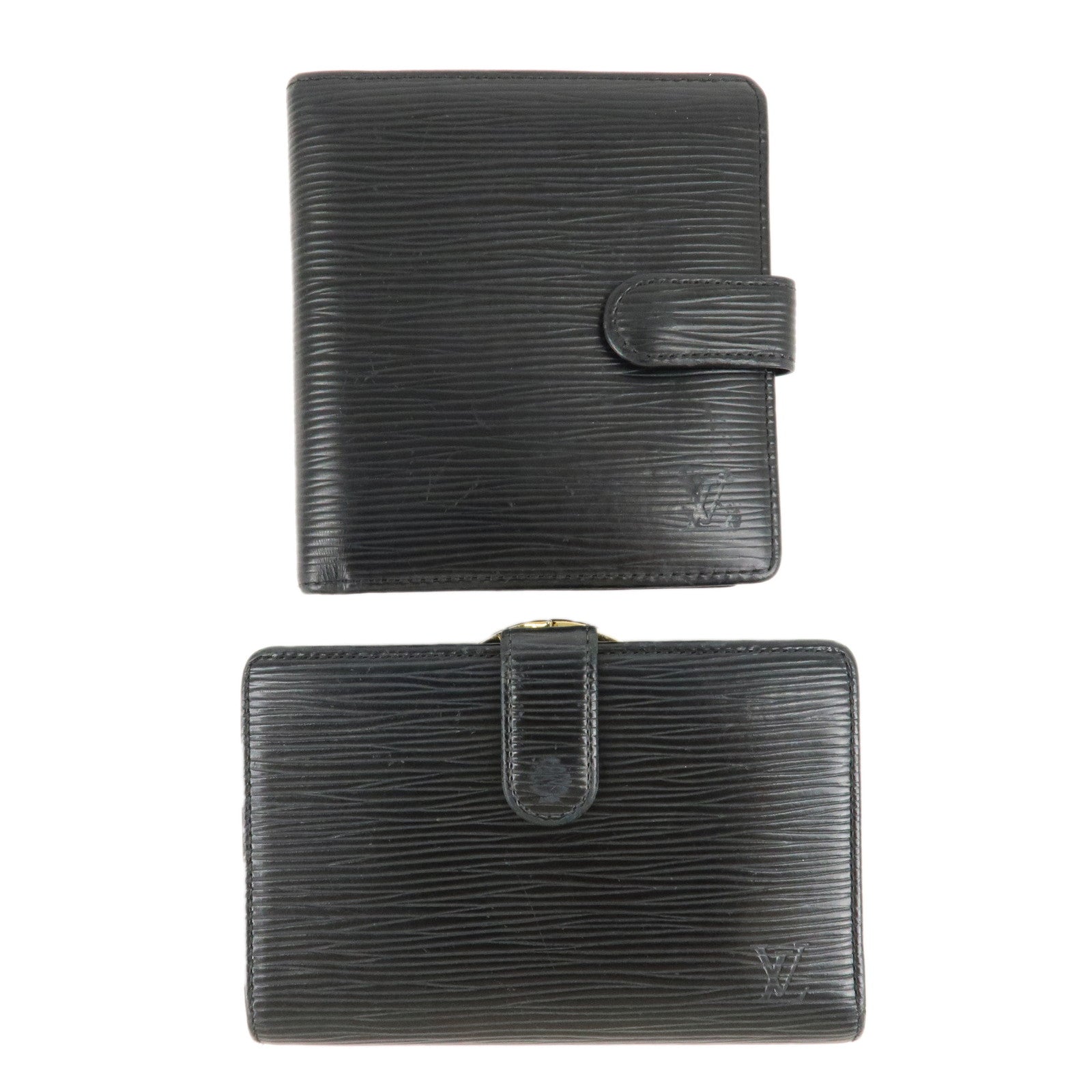 Louis-Vuitton-Epi-Set-of-2-Bi-fold-Wallet-Noir-M63642-M63552