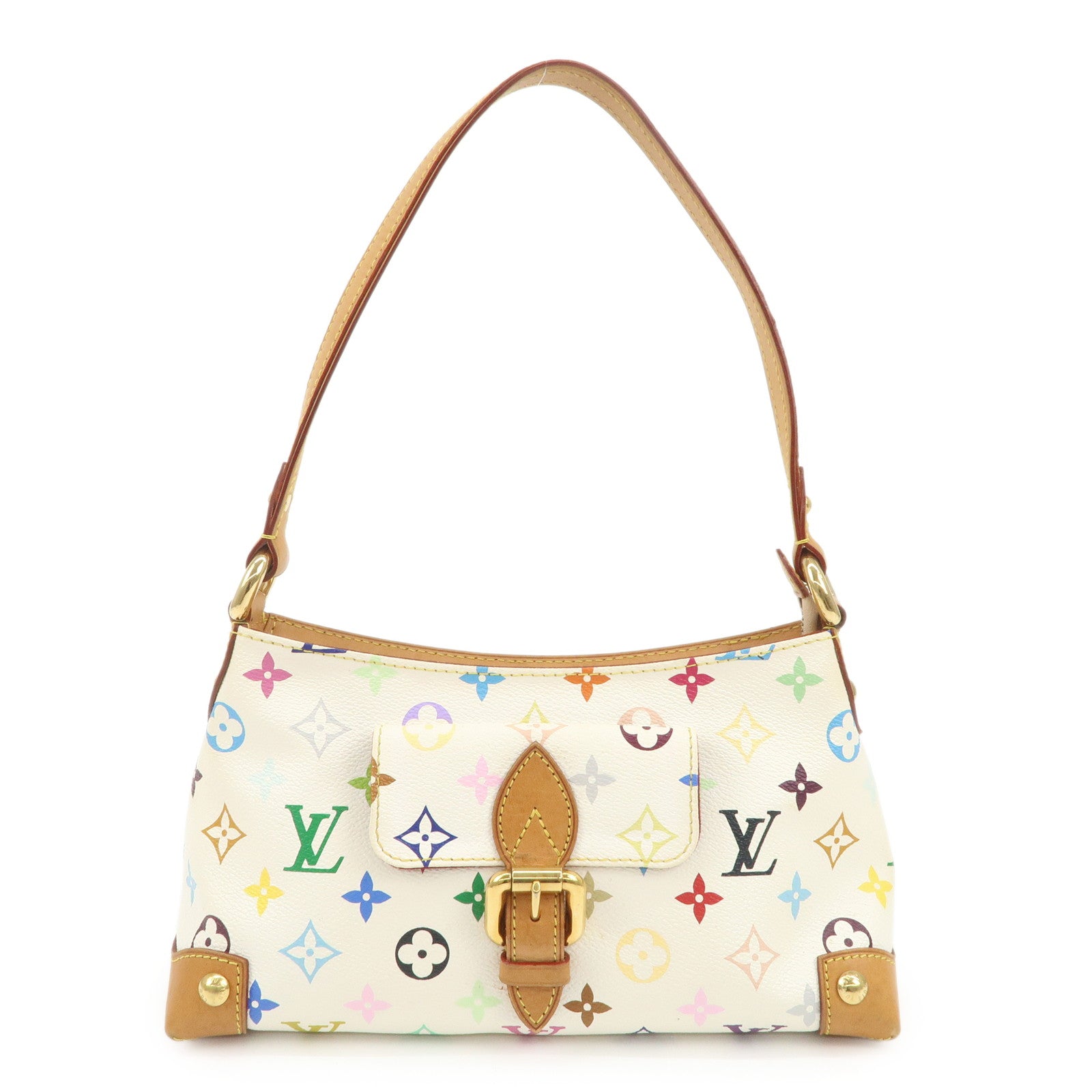 AuthLouis-Vuitton-Monogram-Multicolor-Eliza-Shoulder-Bag-Blanc-M40098