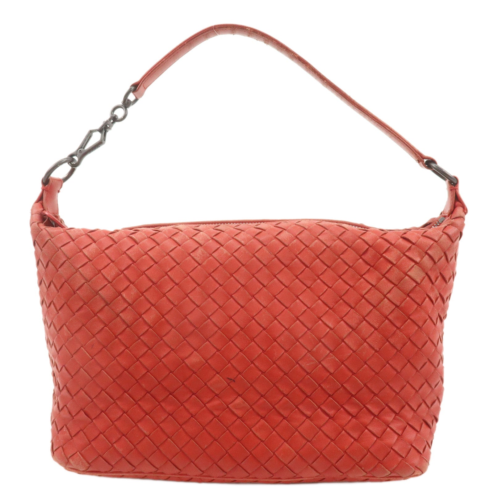 BOTTEGA-VENETA-Intrecciato-Leather-Shoulder-Bag-Red-239988