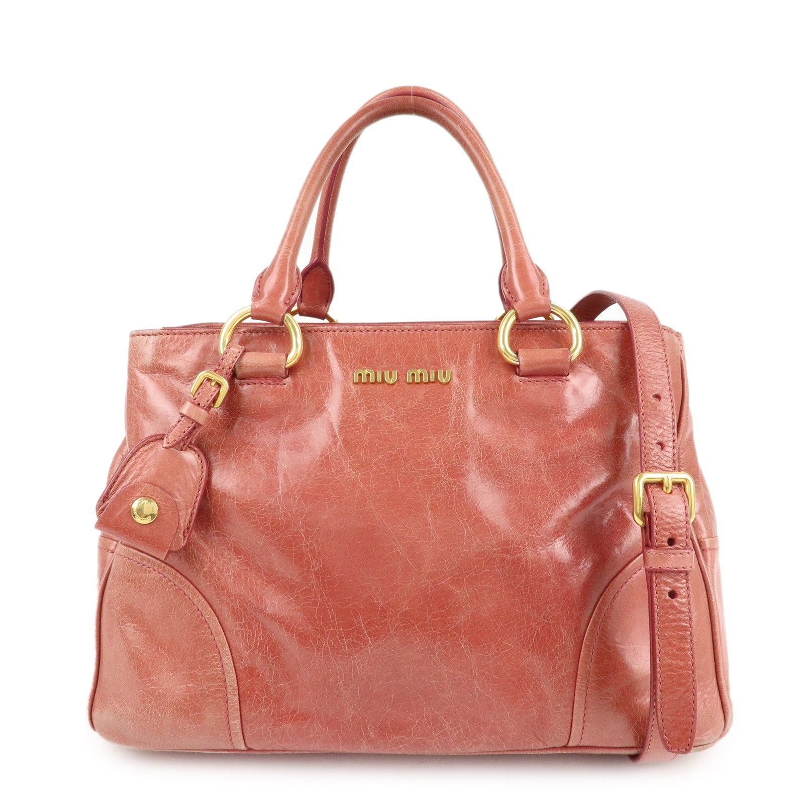 MIU-MIU-Leather-2-Way-Bag-Hand-Bag-Shoulder-Bag-Pink