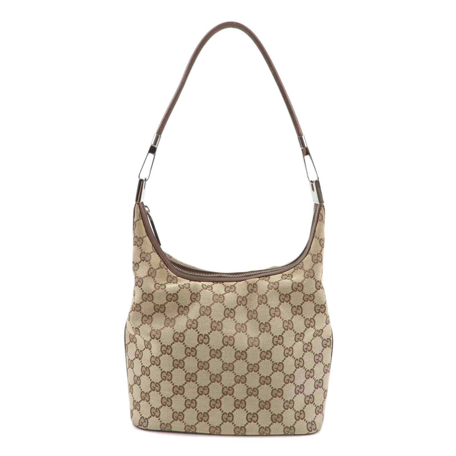 GUCCI-GG-Canvas-Leather-One-Shoulder-Bag-Beige-Brown-13814