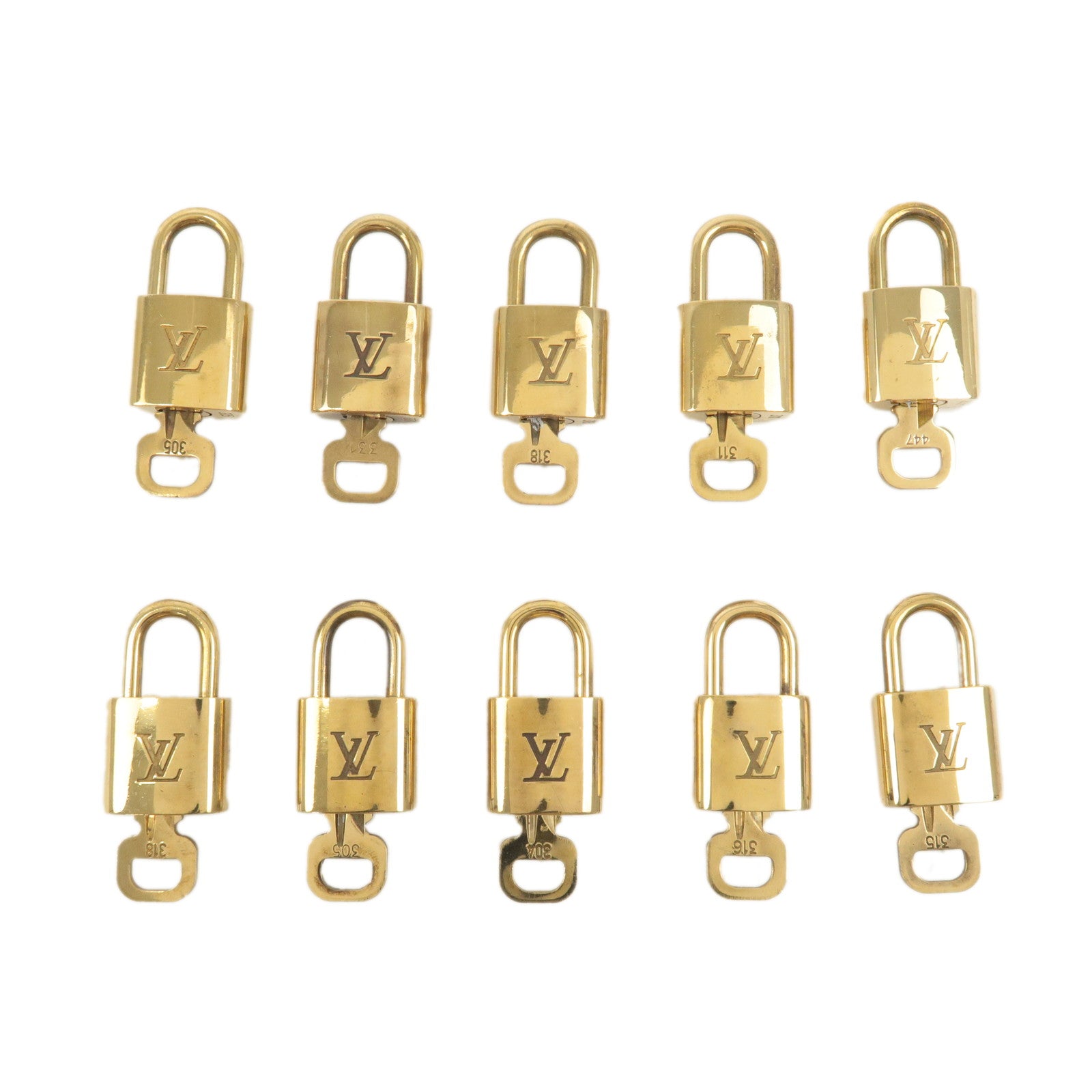 Louis Vuitton Set of 10 Lock 
Key Cadena Key Lock Gold