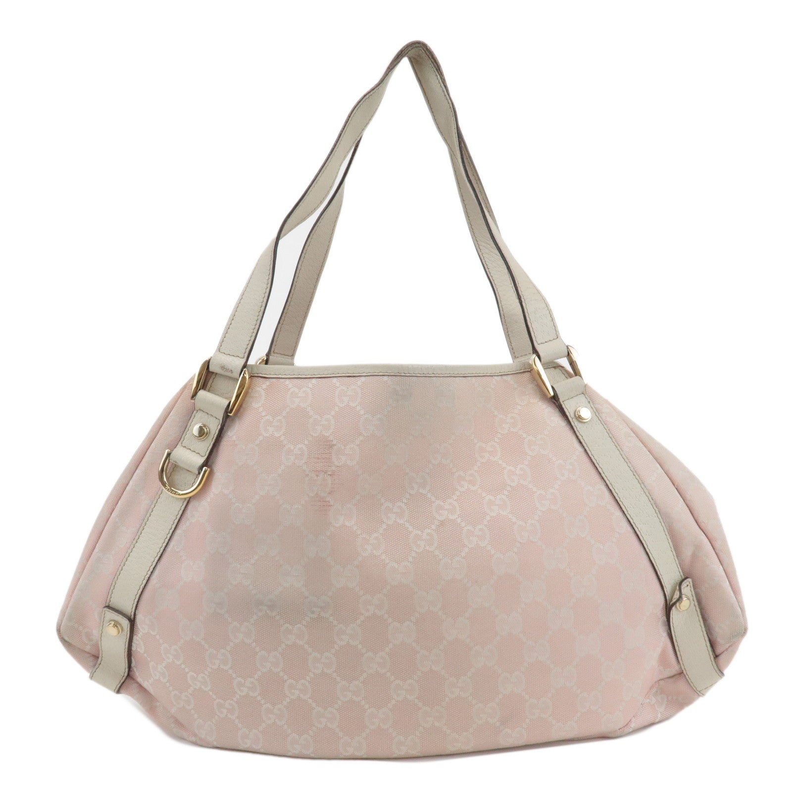 GUCCI-Abbey-GG-Canvas-Leather-Tote-Hand-Bag-Pink-Ivory-130736