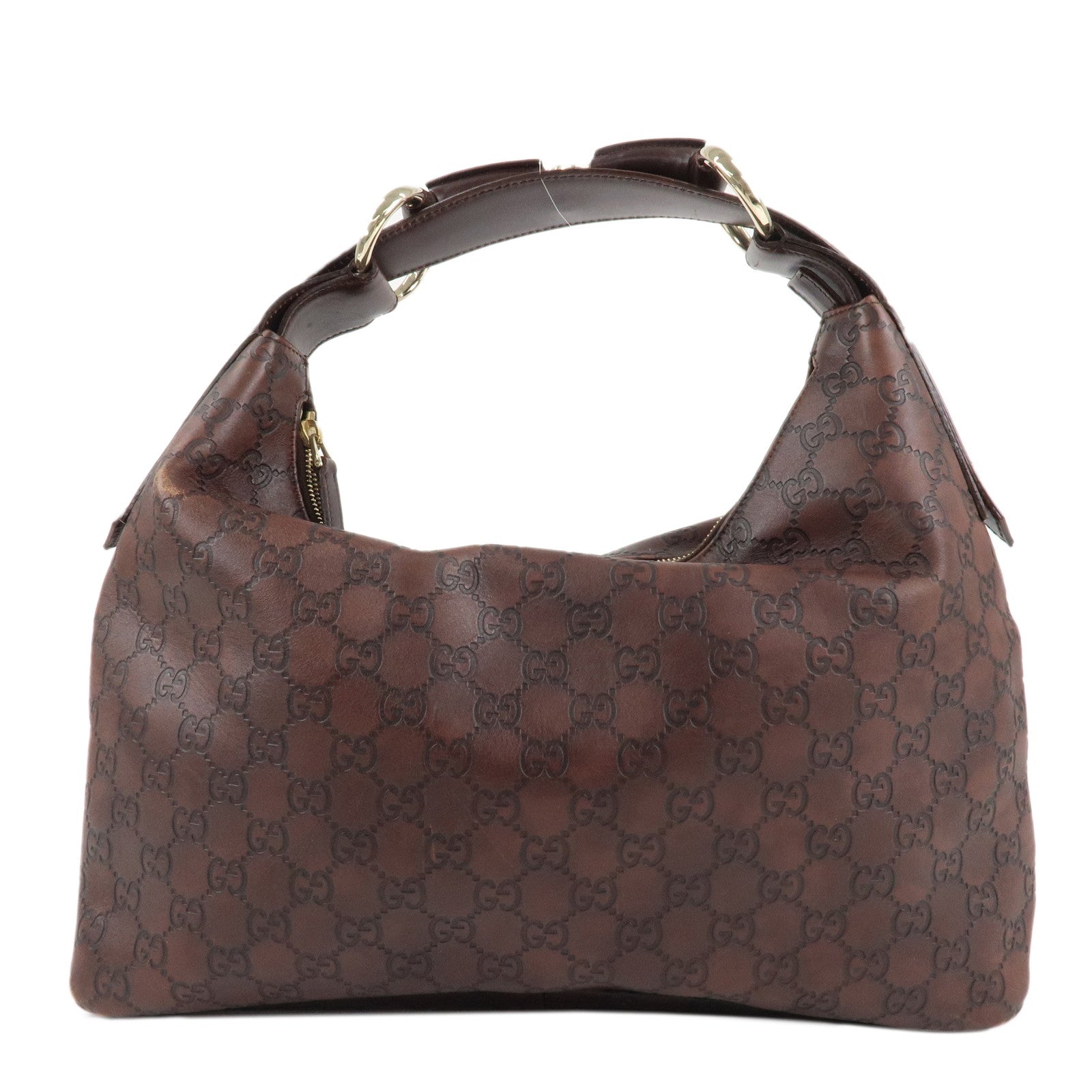 GUCCI-Horsebit-Guccissima-Leather-Shoulder-Bag-Dark-Brown-115867