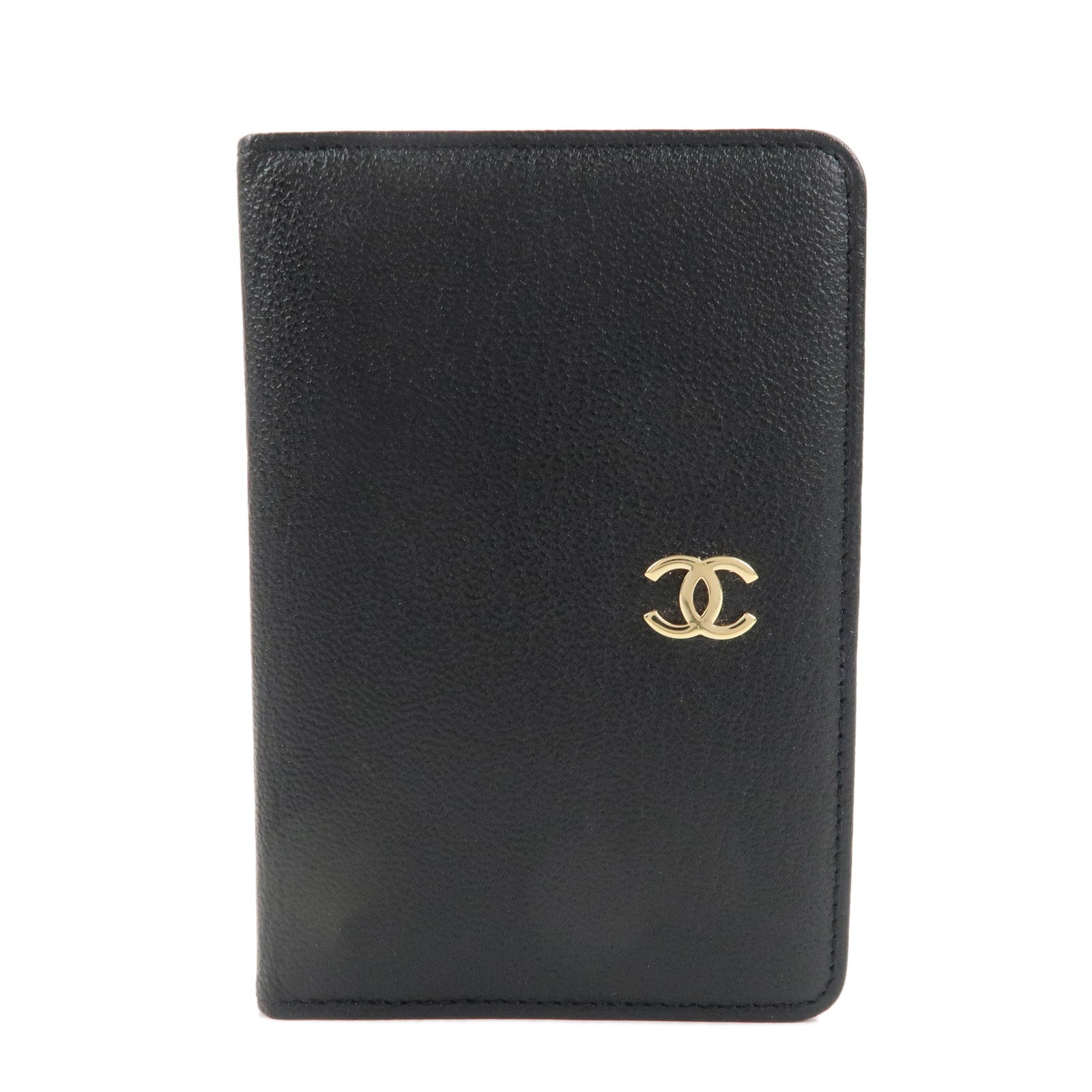 CHANEL-Leather-COCO-Mark-Bi-fold-Card-Case-Black