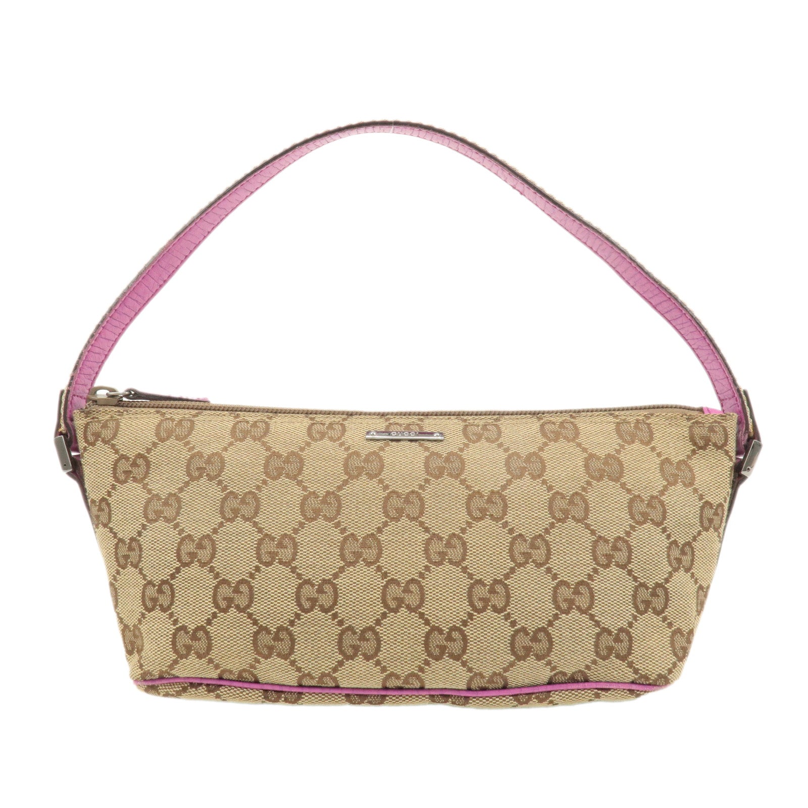 GUCCI-Boat-Bag-Sherry-GG-Canvas-Leather-Pouch-Brown-Purple-141809