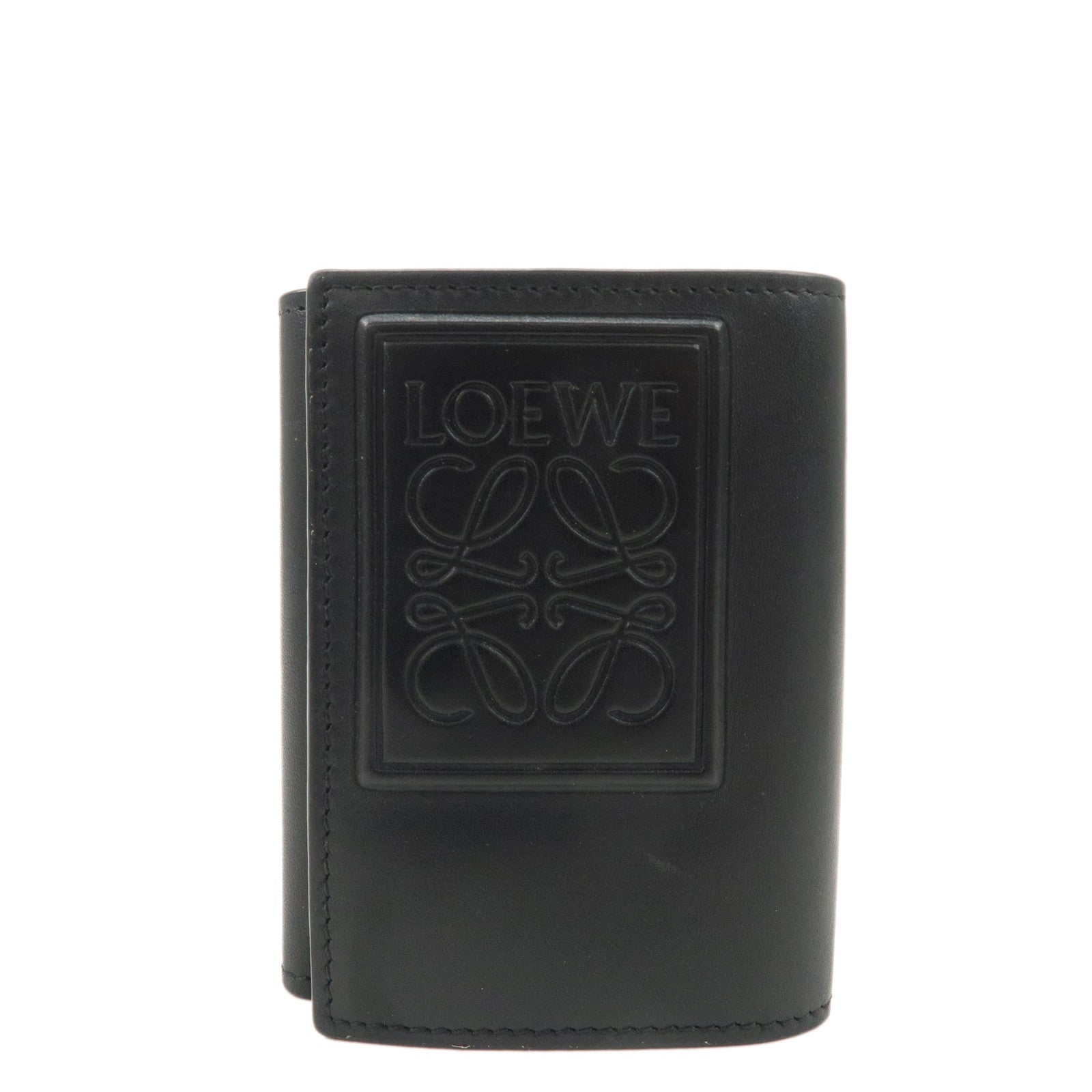 LOEWE-Anagram-Leather-Tri-fold-Wallet-Black