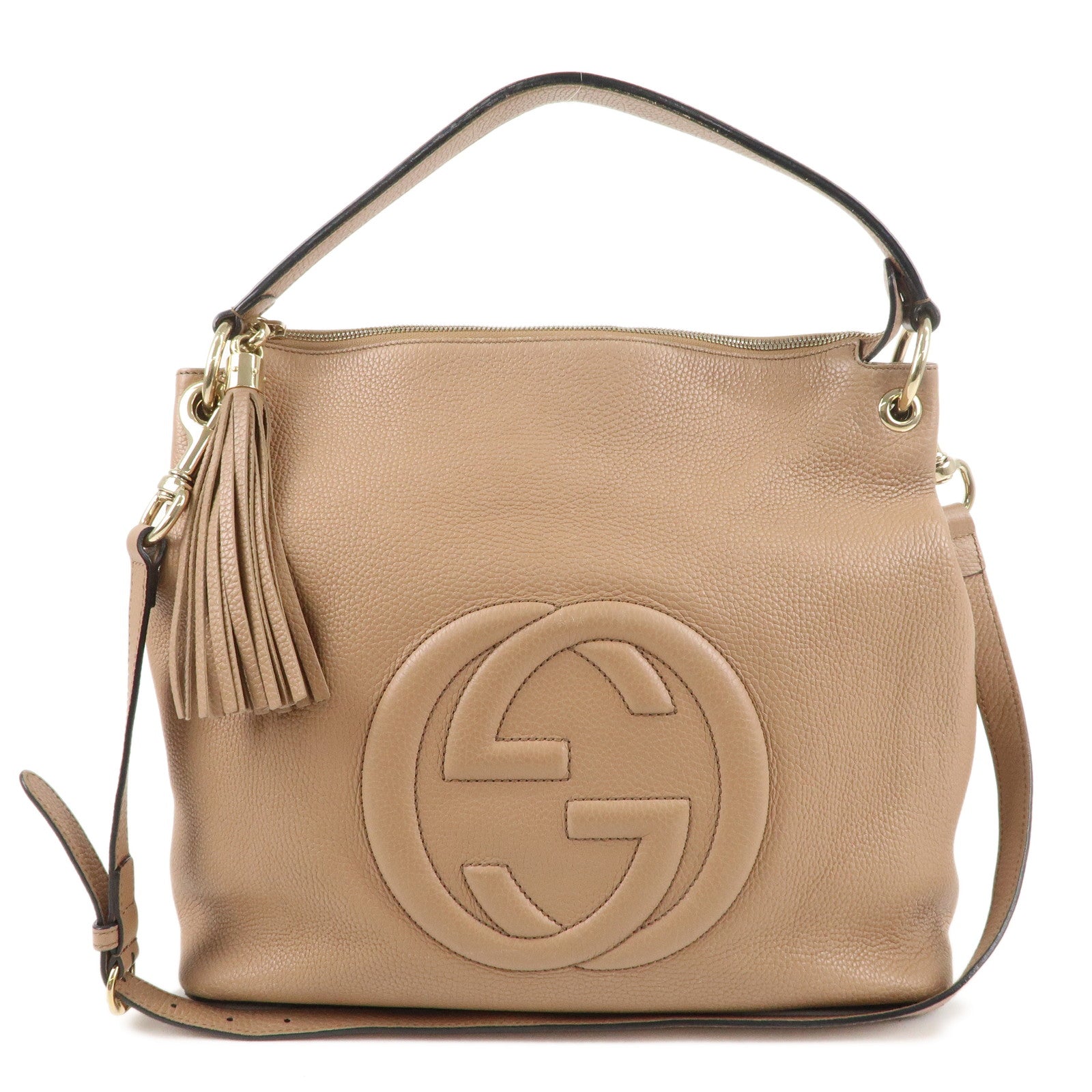 GUCCI SOHO Leather 2Way Shoulder Bag Hand Bag Beige 536194