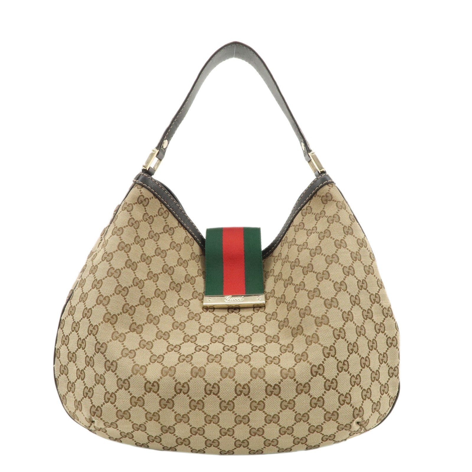 GUCCI-Sherry-GG-Canvas-Leather-Shoulder-Bag-Beige-Black-233604