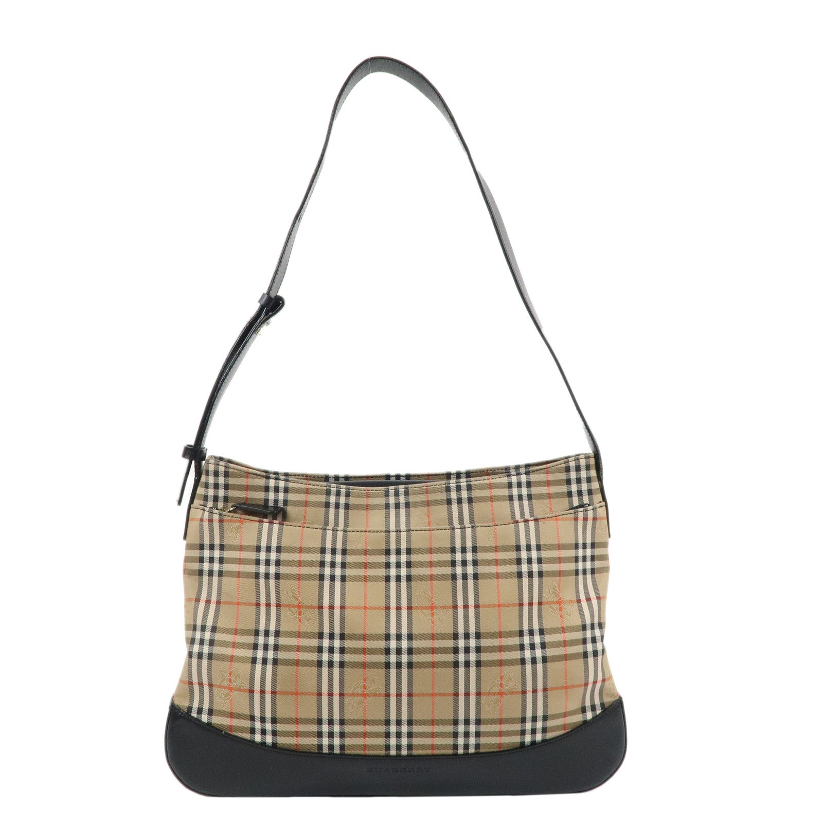 BURBERRY-Nova-Plaid-Canvas-Leather-Shoulder-Bag-BLack