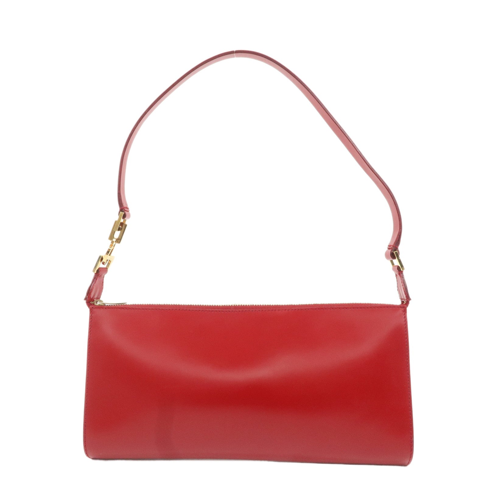 Ferragamo-Gancini-Leather-Semi-Shoulder-Bag-Red