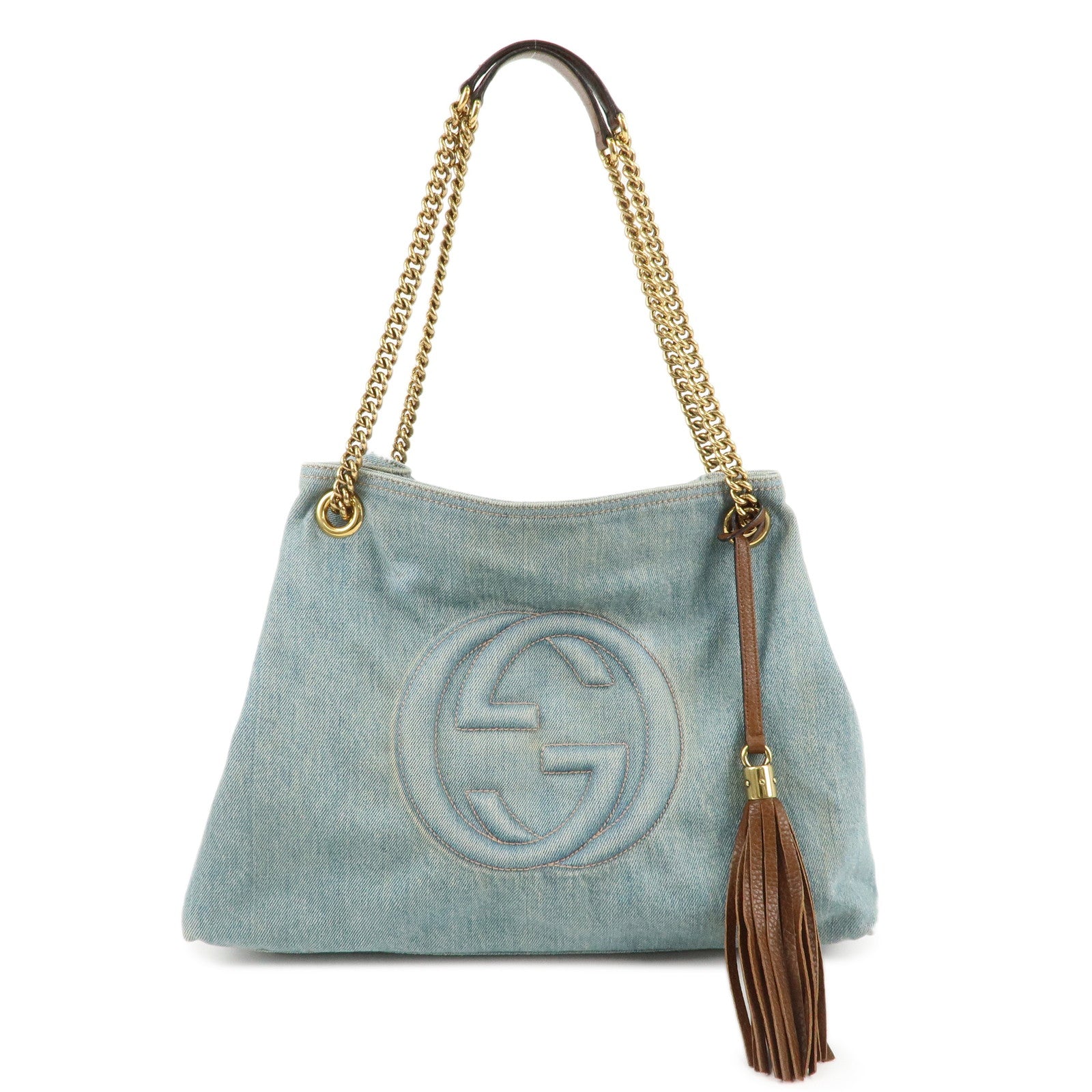 GUCCI-SOHO-Interlocking-G-Denim-Leather-Chain-Shoulder-Bag-308982