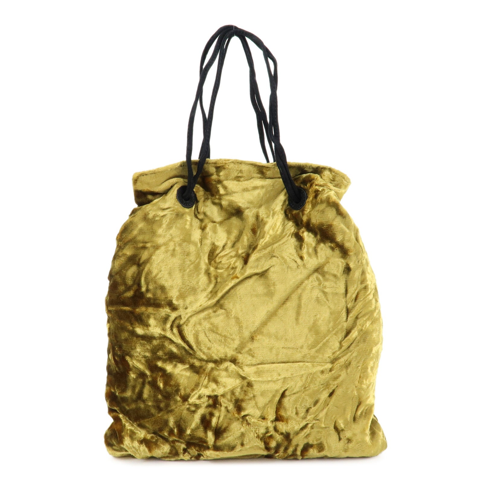 MIU-MIU-Satin-Suede-Shoulder-Bag-Drawstring-Bag-Gold-Black