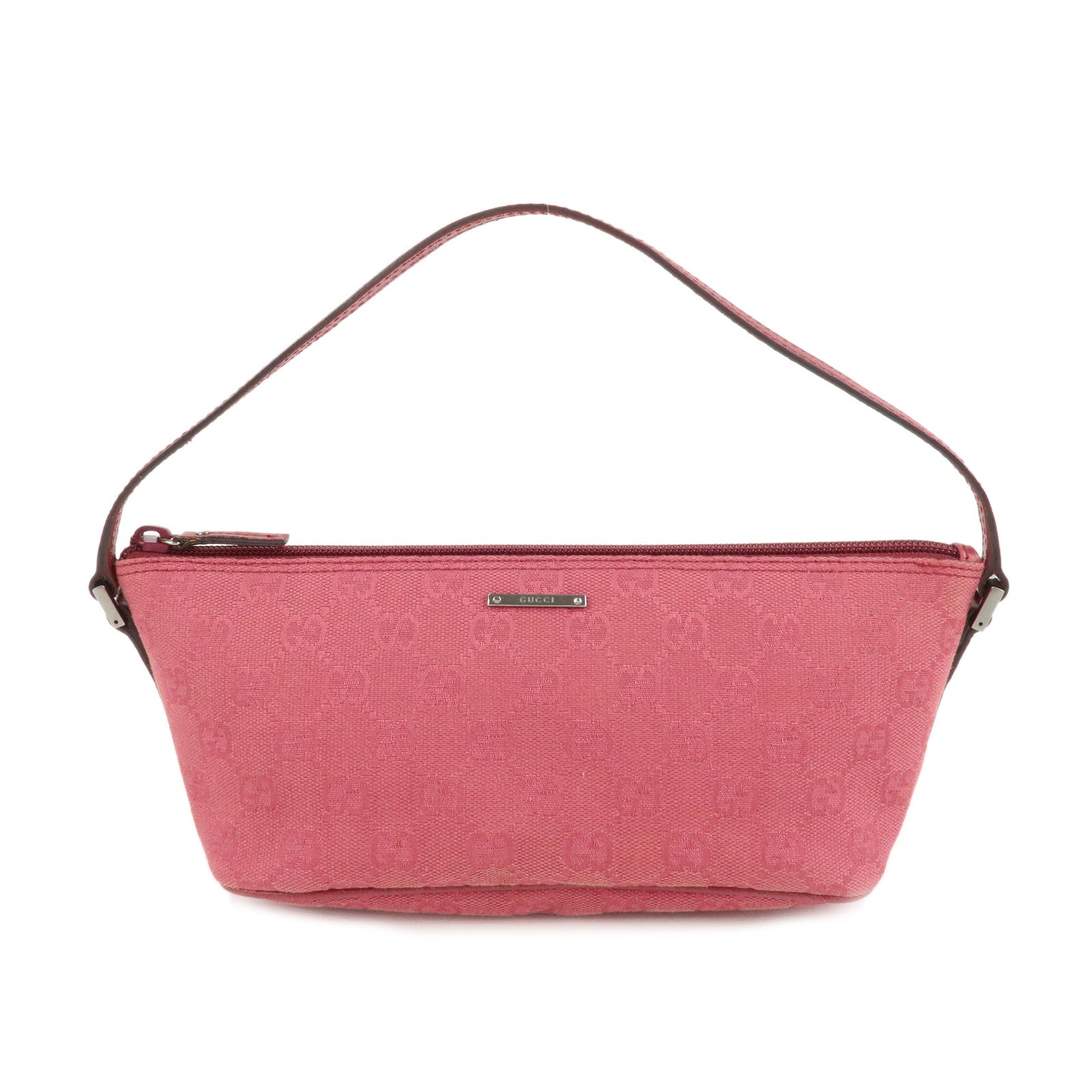 GUCCI-Boat-Bag-GG-Canvas-Leather-Bag-Hand-Bag-Pouch-Pink-7198