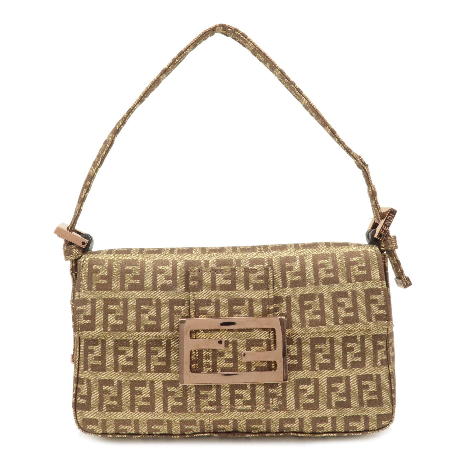 FENDI-Mini-Mamma-Baguette-Zucchino-Canvas-Hand-Bag-Gold-8BK005