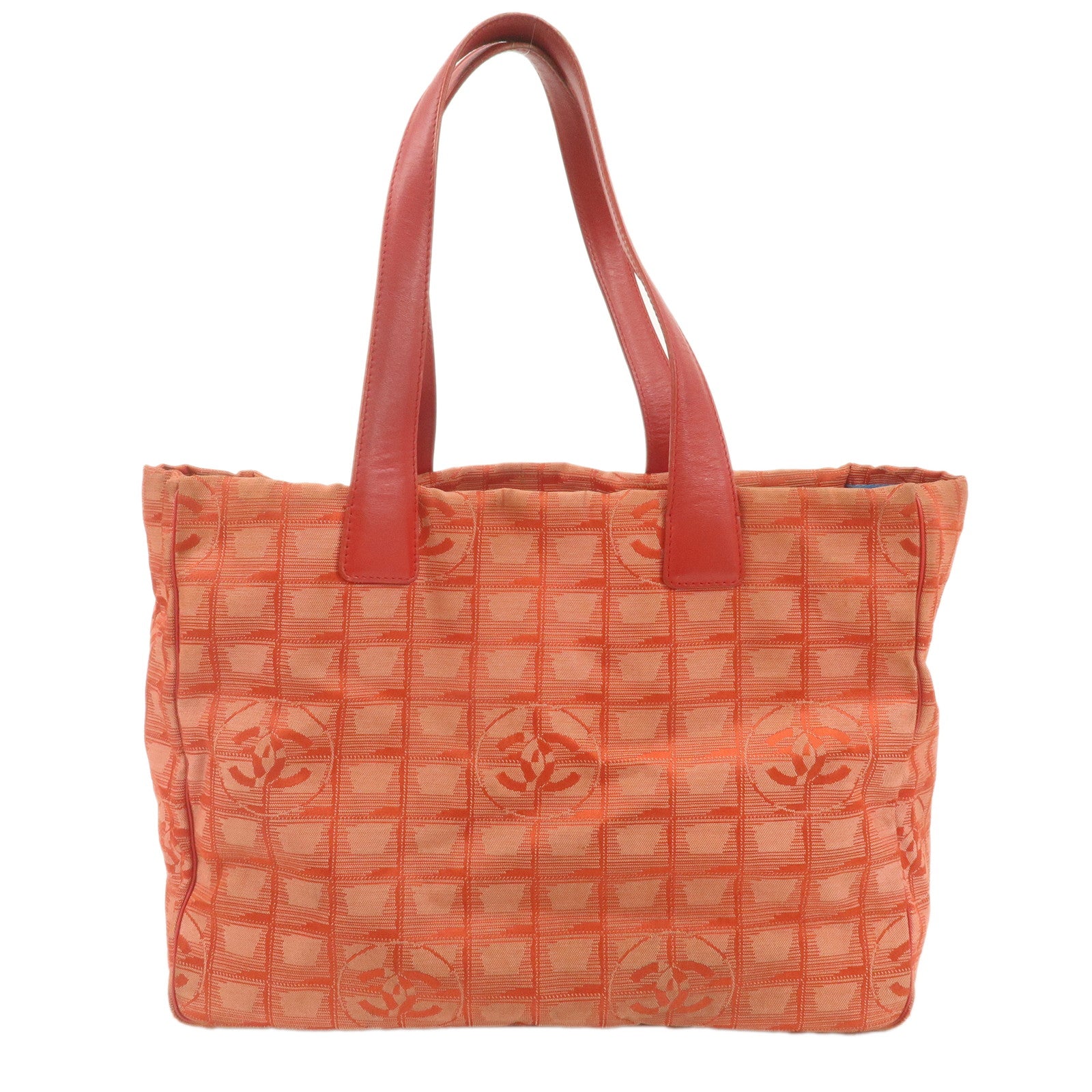 CHANEL-New-Travel-Line-Nylon-Jacquard-Leather-Tote-Bag-Red-A15991