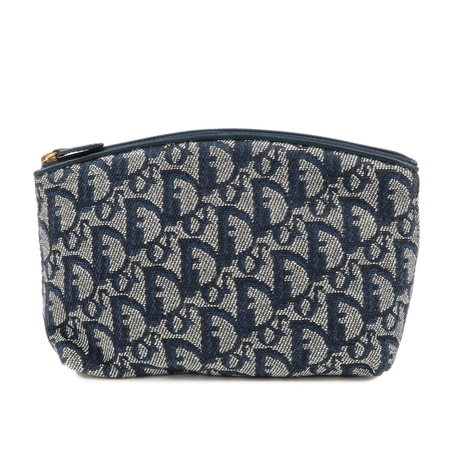 Christian-Dior-Trotter-Canvas-Leather-Cosmetic-Pouch-Navy-White