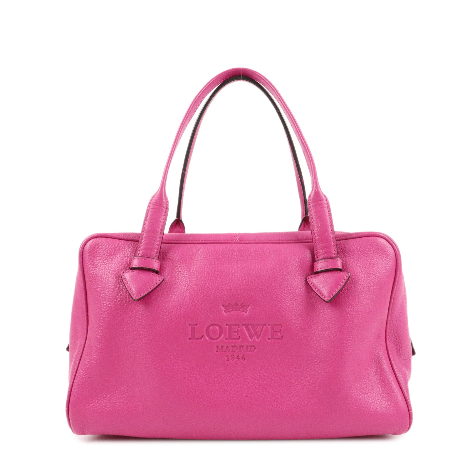 LOEWE-Leather-Herritage-Mini-Boston-Bag-Hand-Bag-Pink