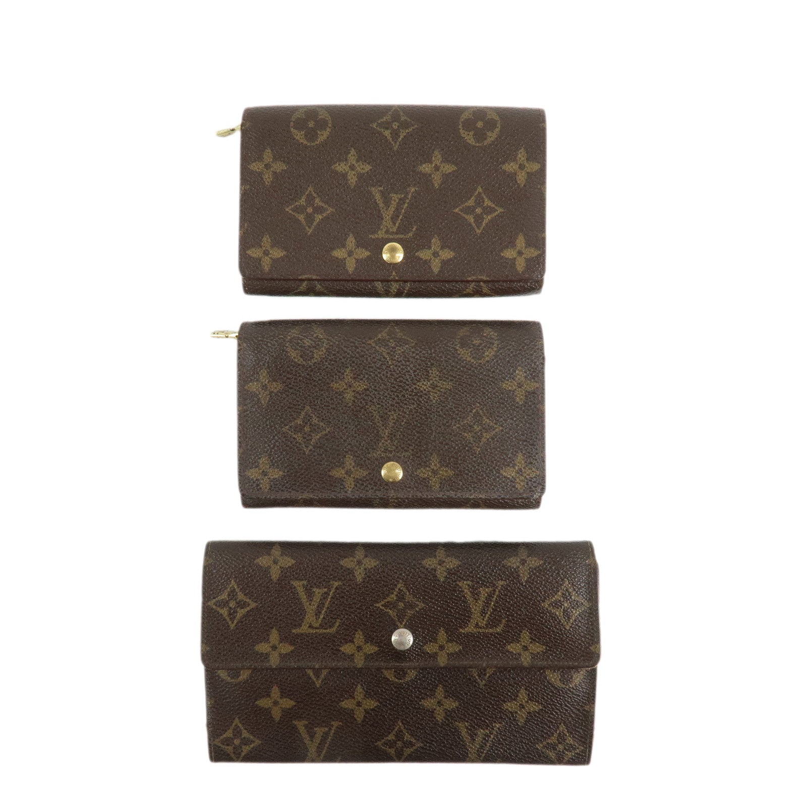 Louis-Vuitton-Monogram-Set-of-3-Wallet-Brown-M61730-M61215